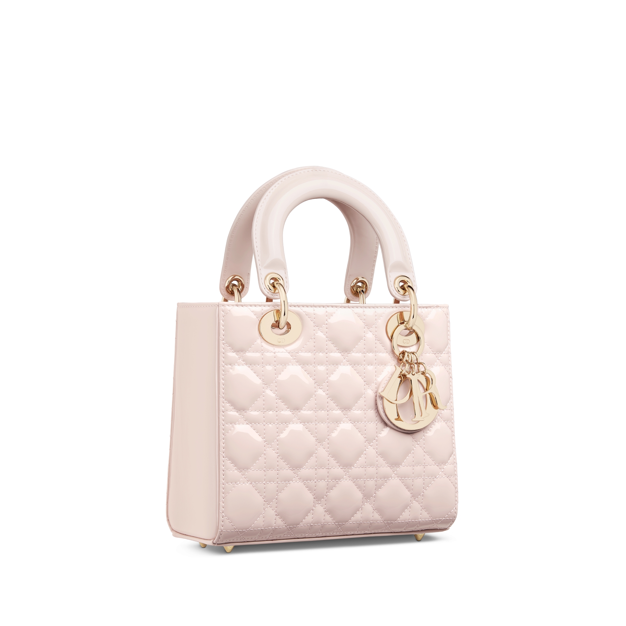 Lady Dior My ABCDior 스몰 백 파우더 핑크 페이턴트 까나쥬 송아지 가죽 E03