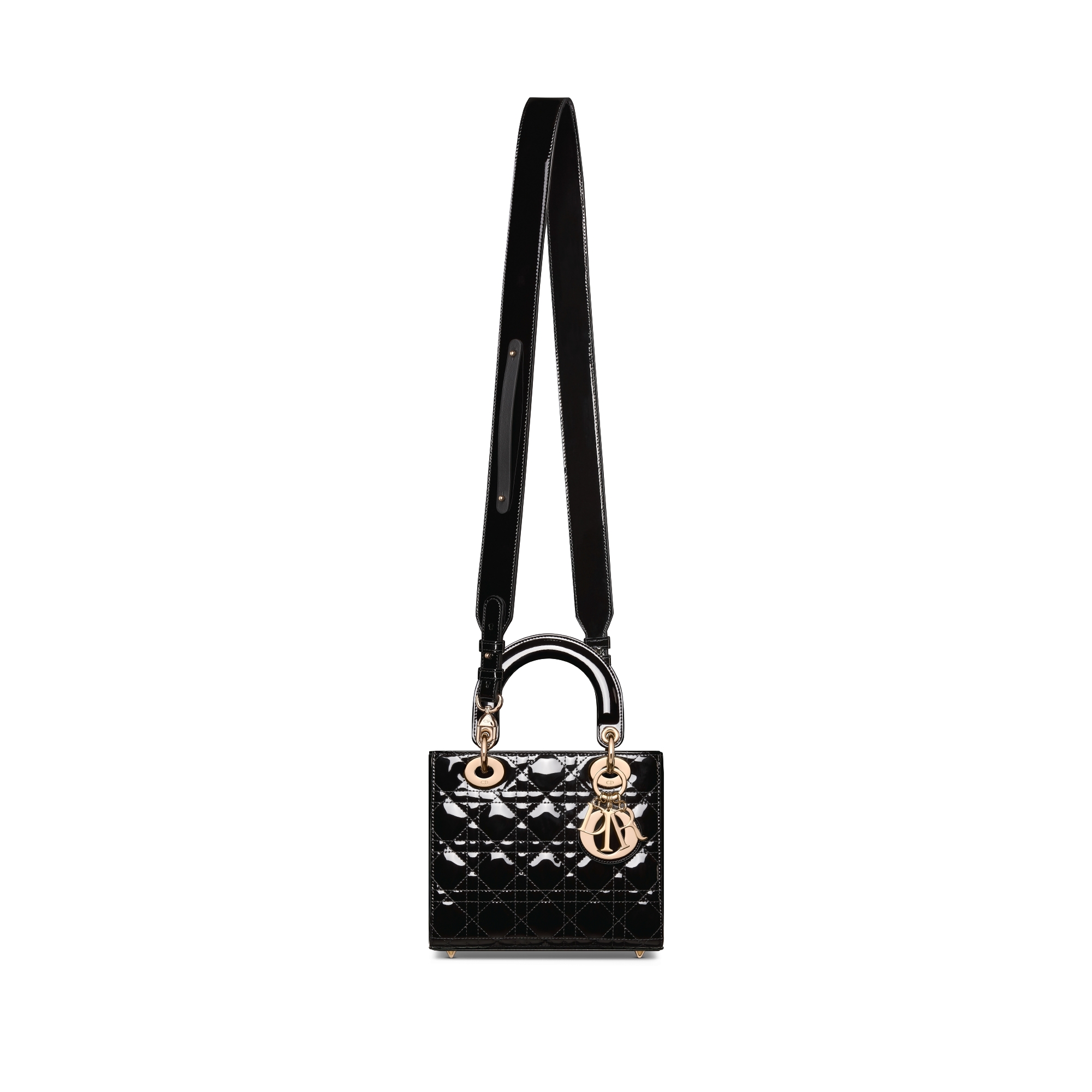 Small Lady Dior My ABCDior Bag Black Patent Cannage Calfskin E07