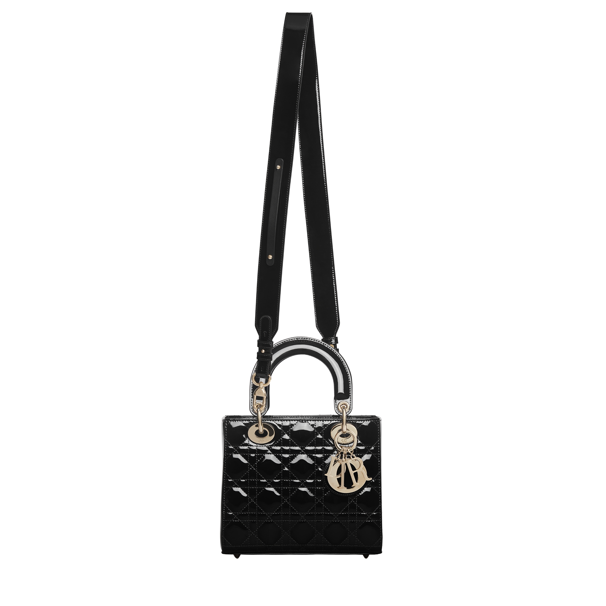 Small Lady Dior My ABCDior Bag Black Patent Cannage Calfskin E07