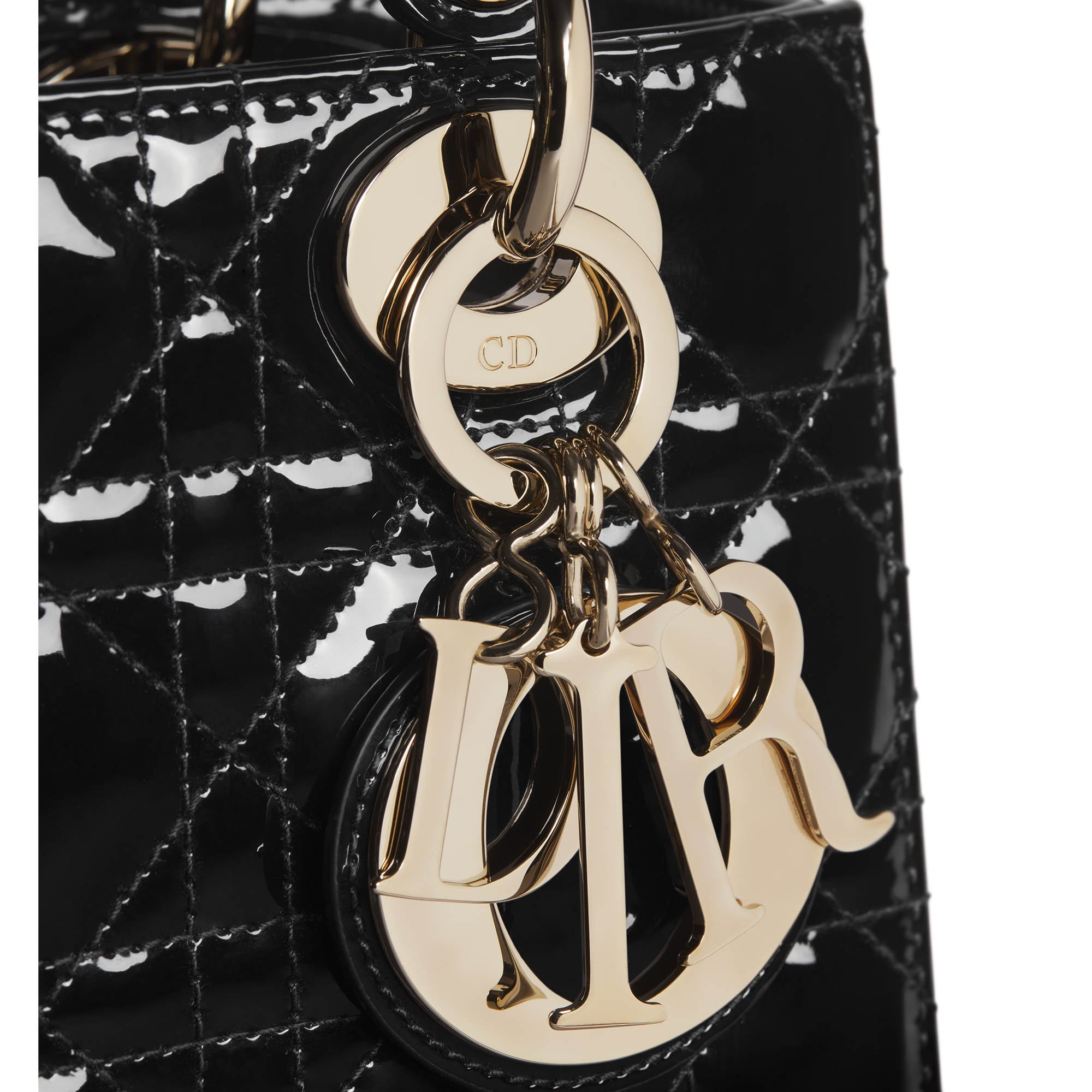 Small Lady Dior My ABCDior Bag Black Patent Cannage Calfskin E09