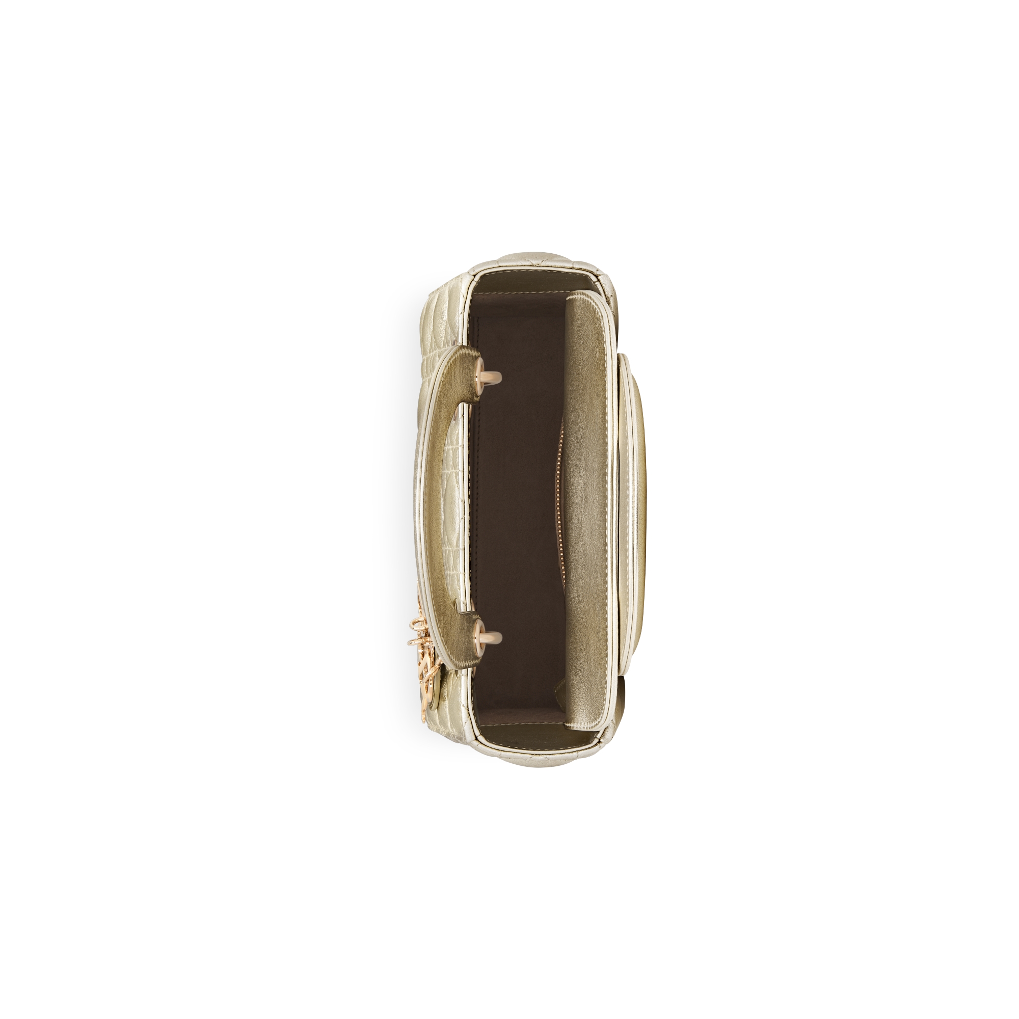 Bolso pequeño Lady Dior My ABCDior Piel de becerro Cannage dorado metalizado E06