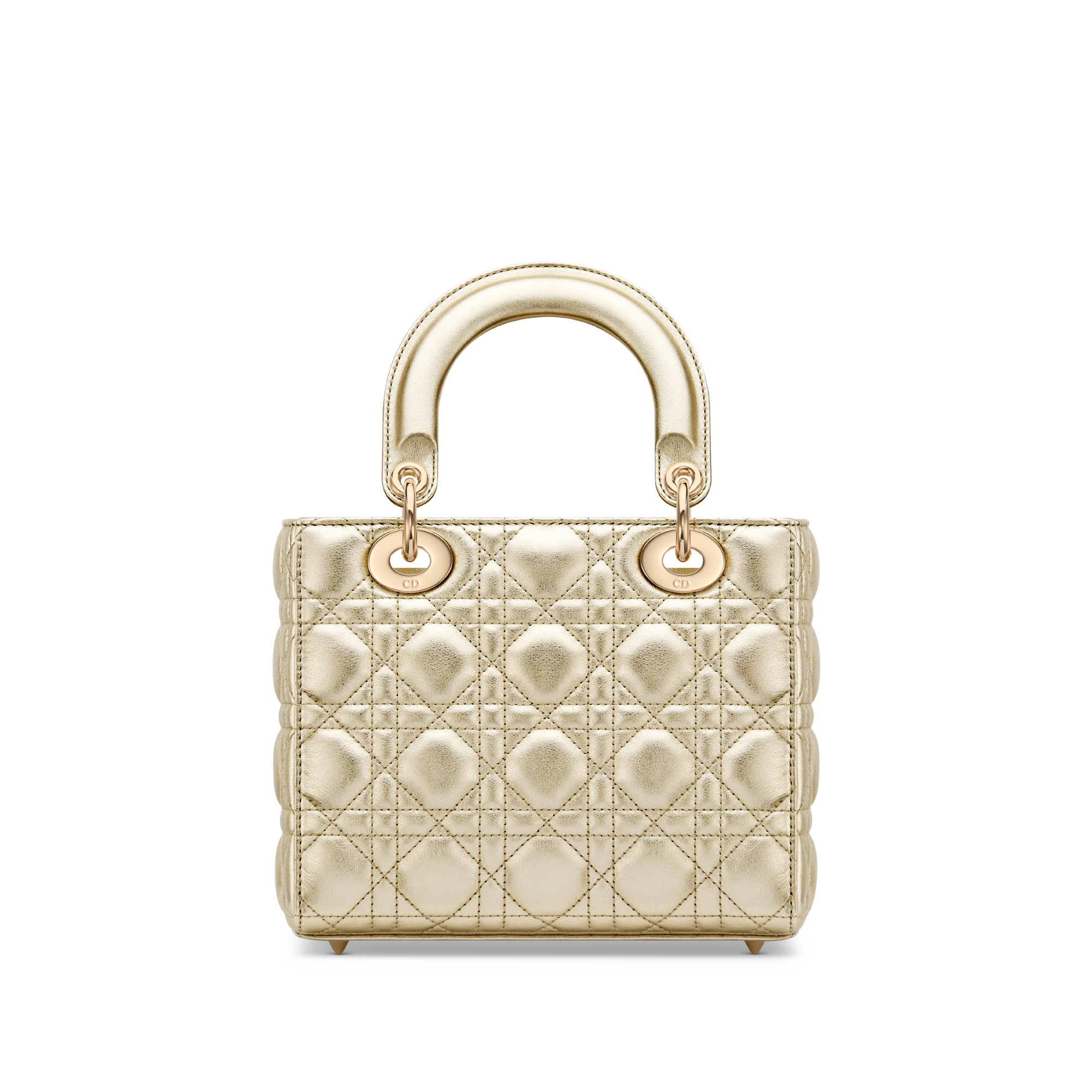 Bolso pequeño Lady Dior My ABCDior Piel de becerro Cannage dorado metalizado E08