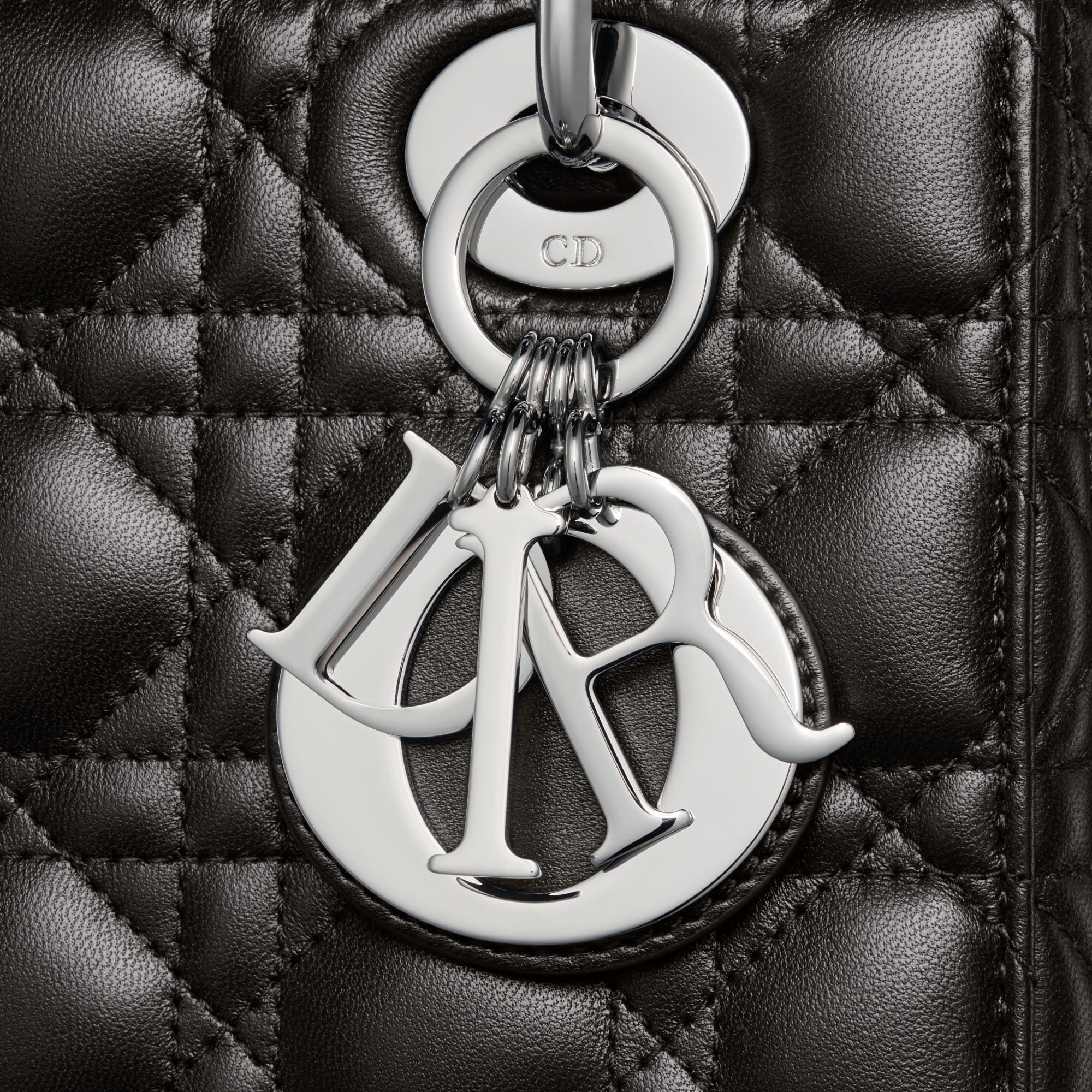 Kleine Lady Dior My ABCDior Tasche Cannage Lammleder in Schwarz E09