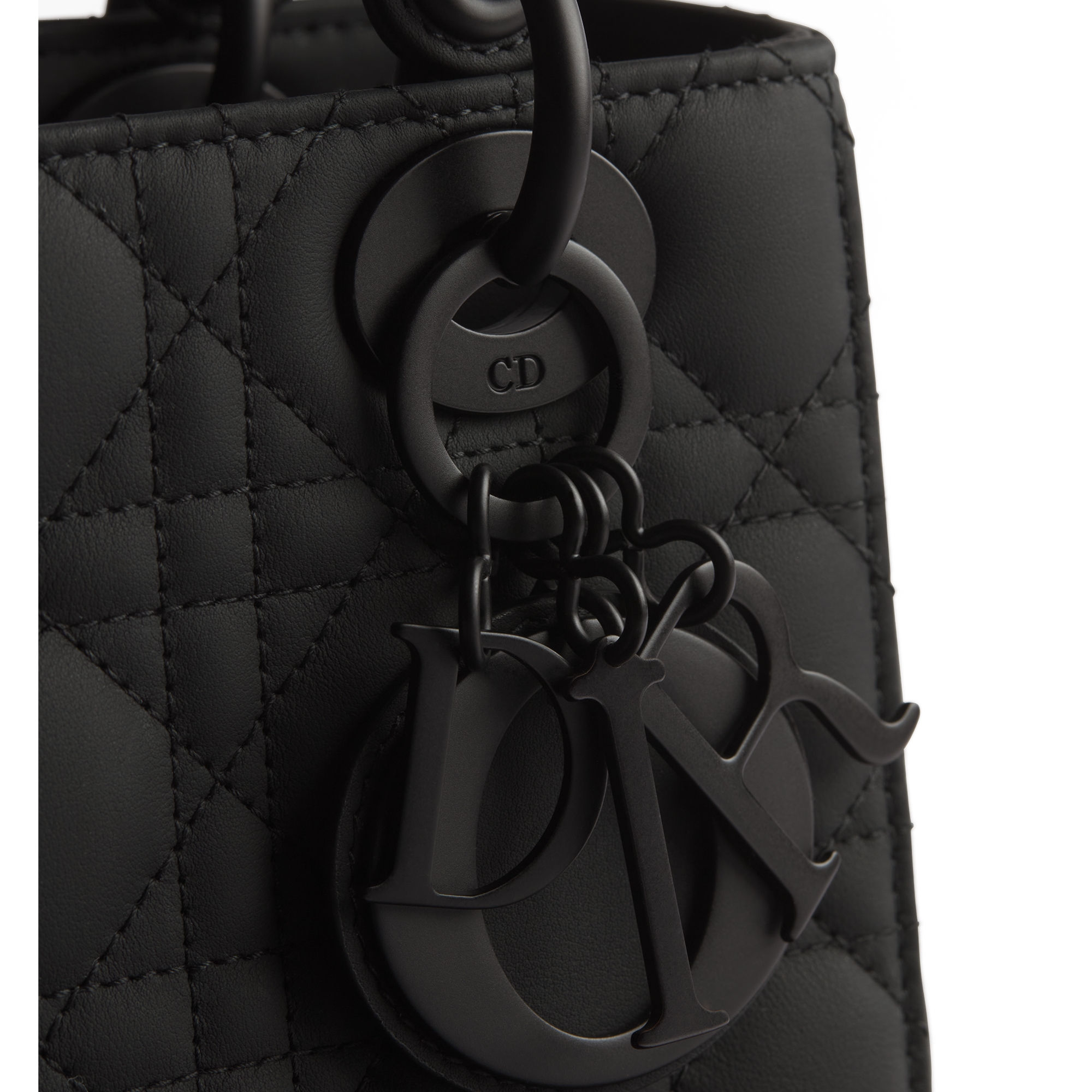 Small Lady Dior My ABCDior Bag Black Ultramatte Cannage Calfskin E09