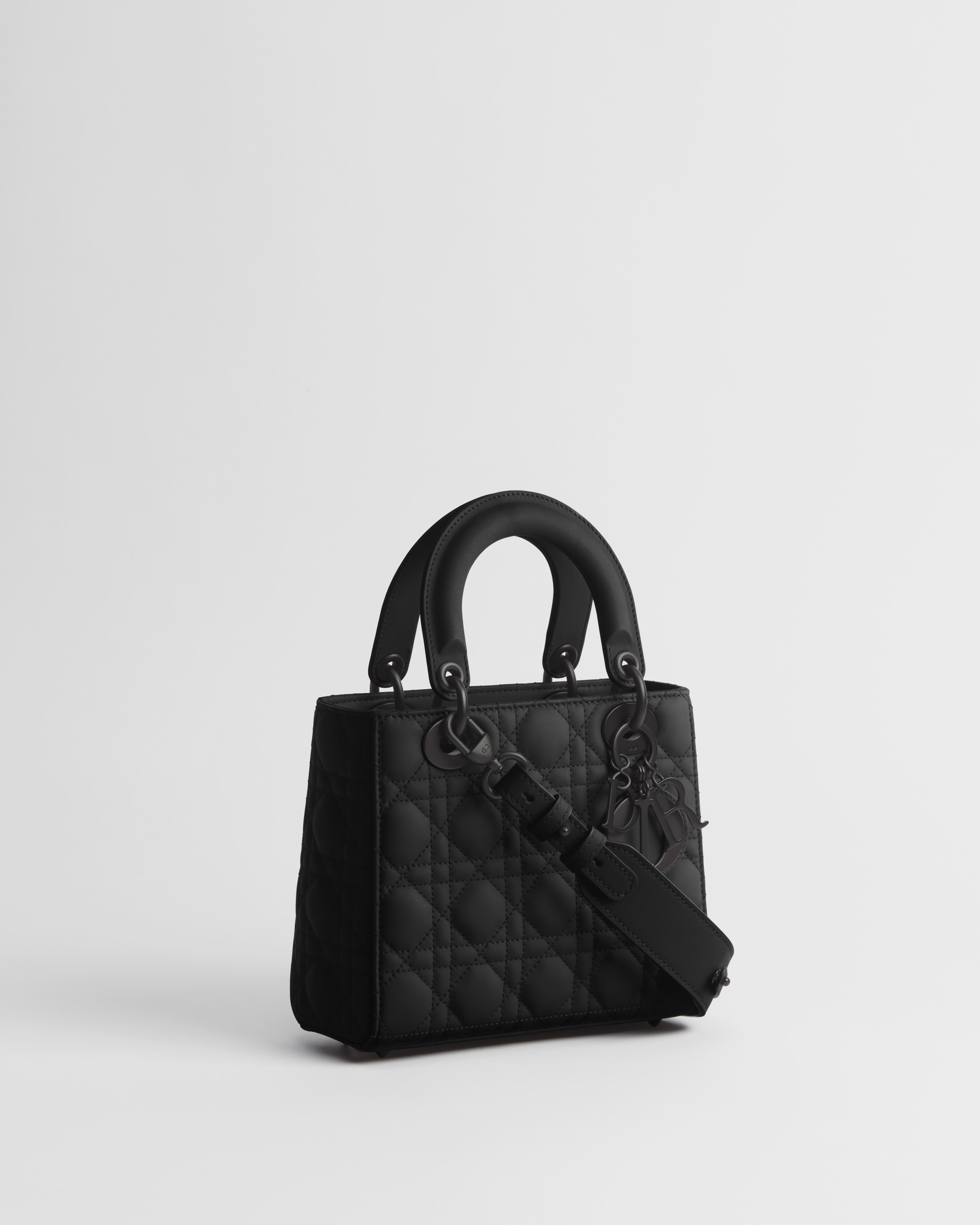 Kleine Lady Dior My ABCDior-tas Zwart ultramat kalfsleer met Cannage-motief E03