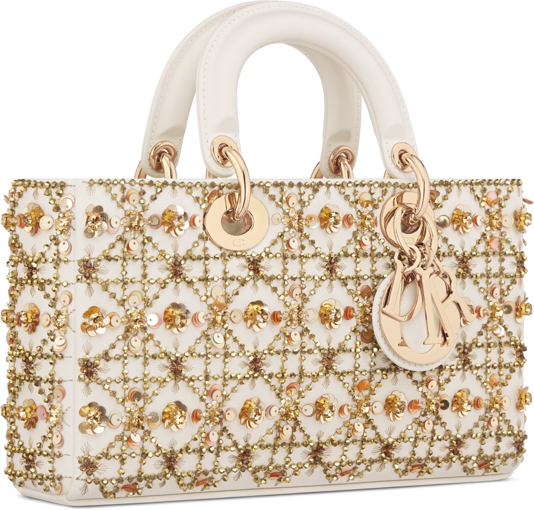 Dior Or Medium Lady D-Joy Bag Three quarter closed view
