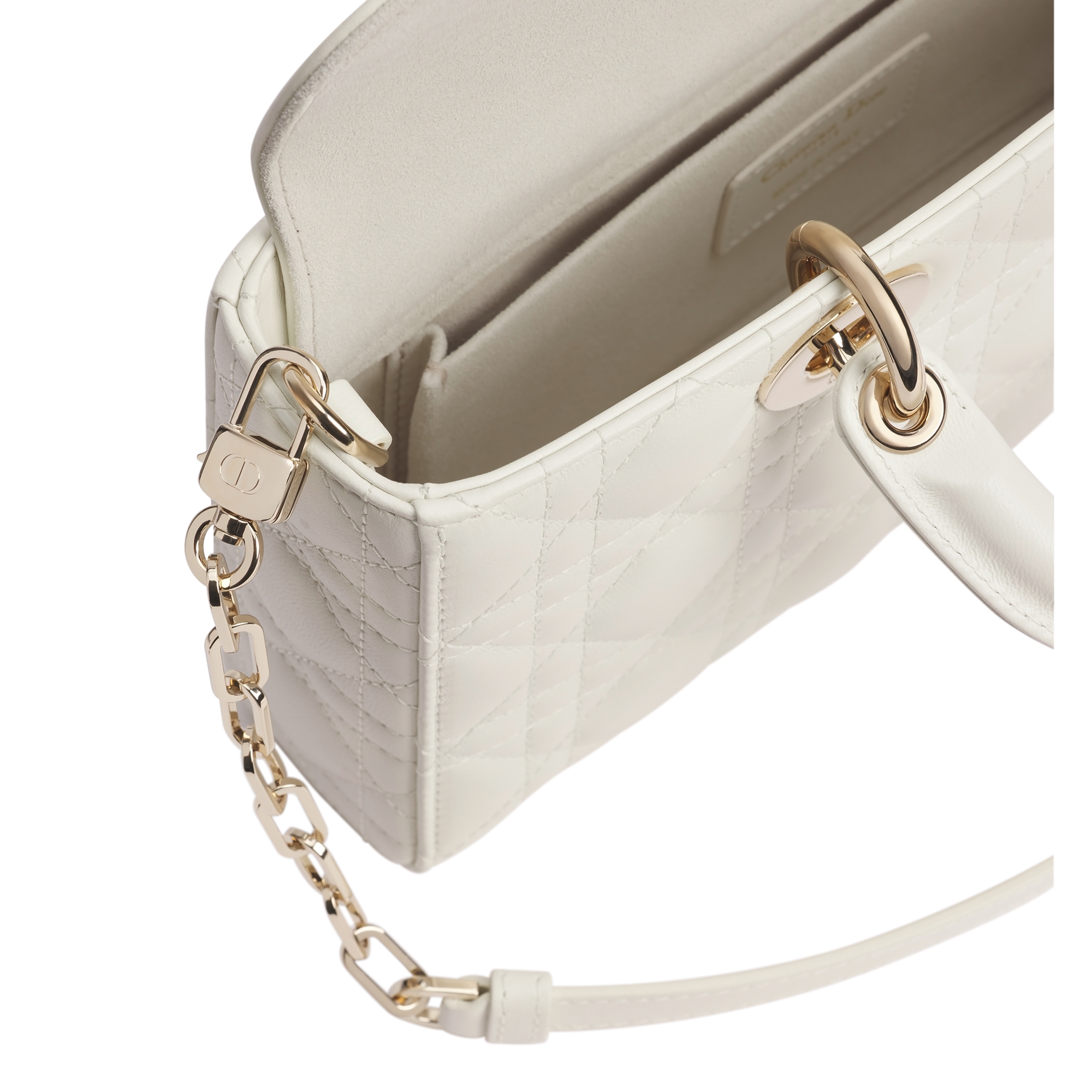 Medium Lady D-Joy Bag Latte Cannage Lambskin E06