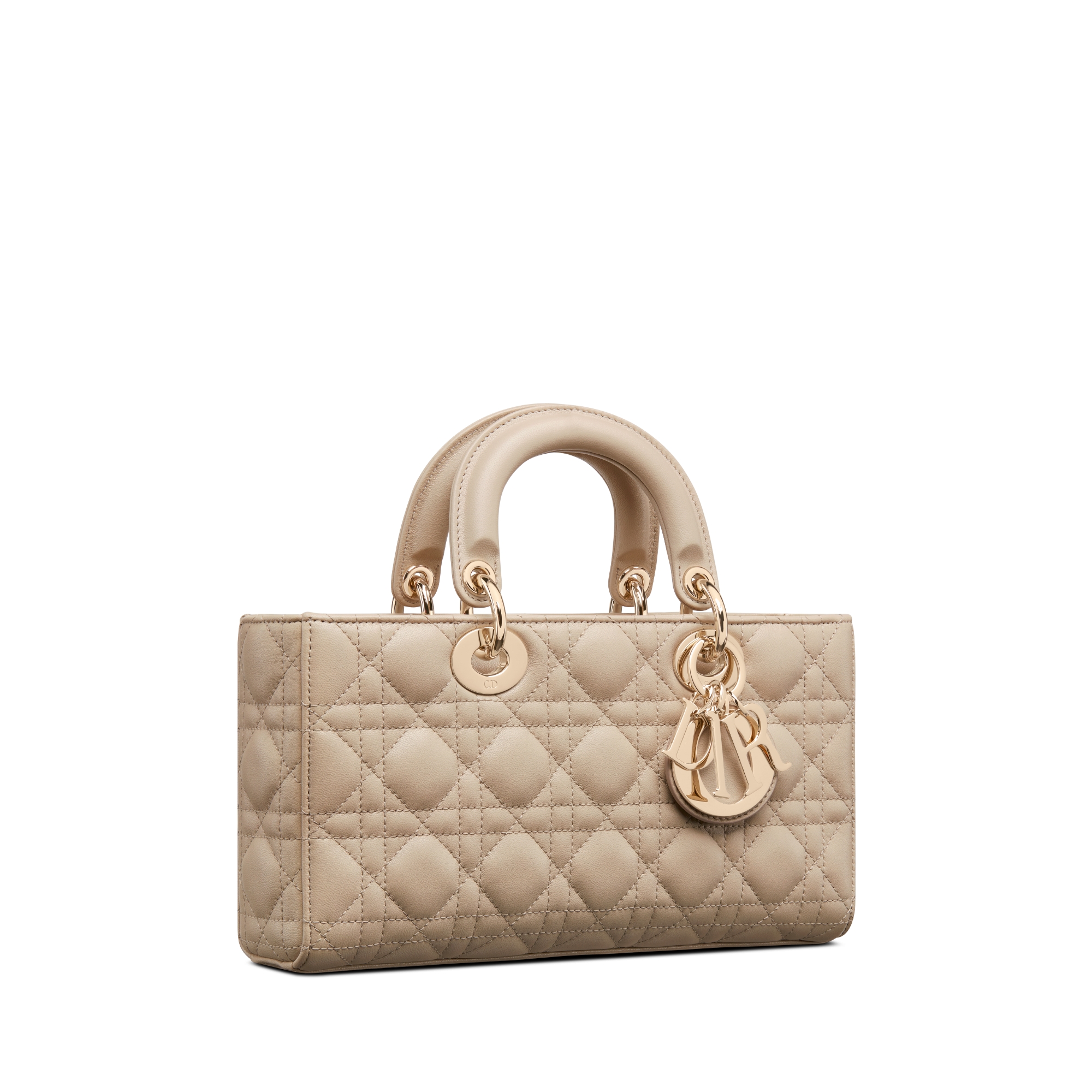 Medium Lady D-Joy Bag Sand-Colored Cannage Lambskin E03