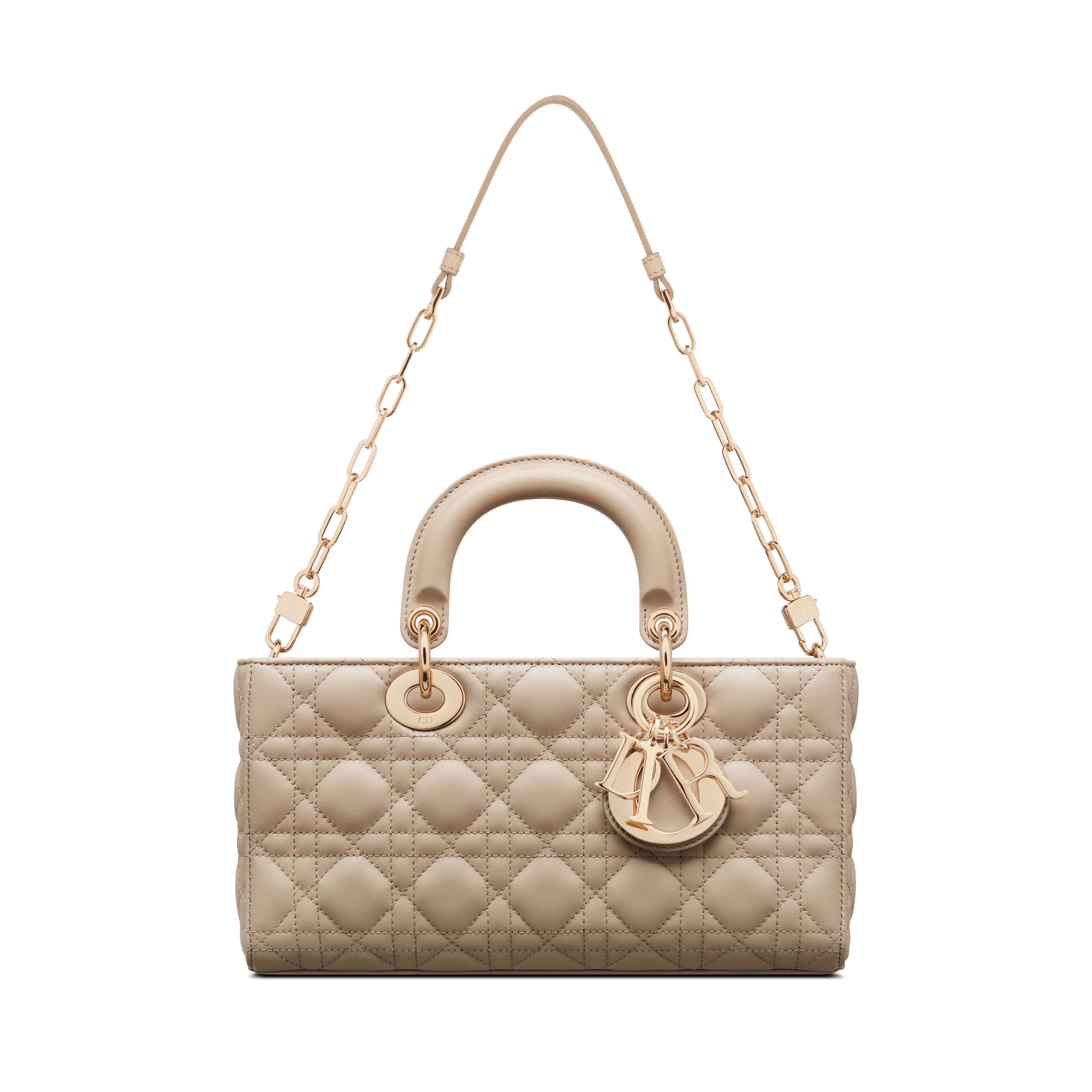 Medium Lady D-Joy Bag Sand-Colored Cannage Lambskin E07