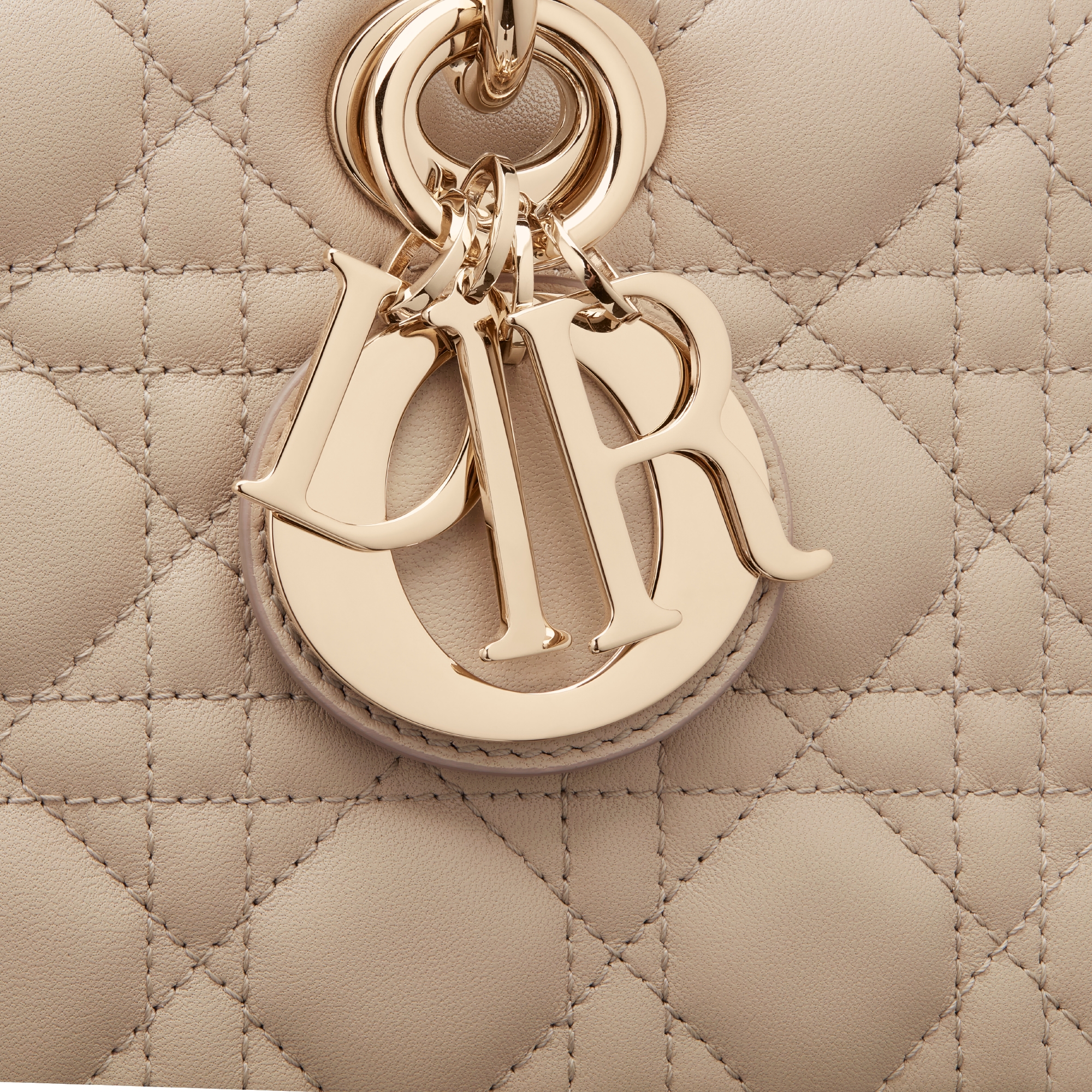 Medium Lady D-Joy Bag Sand-Colored Cannage Lambskin E09