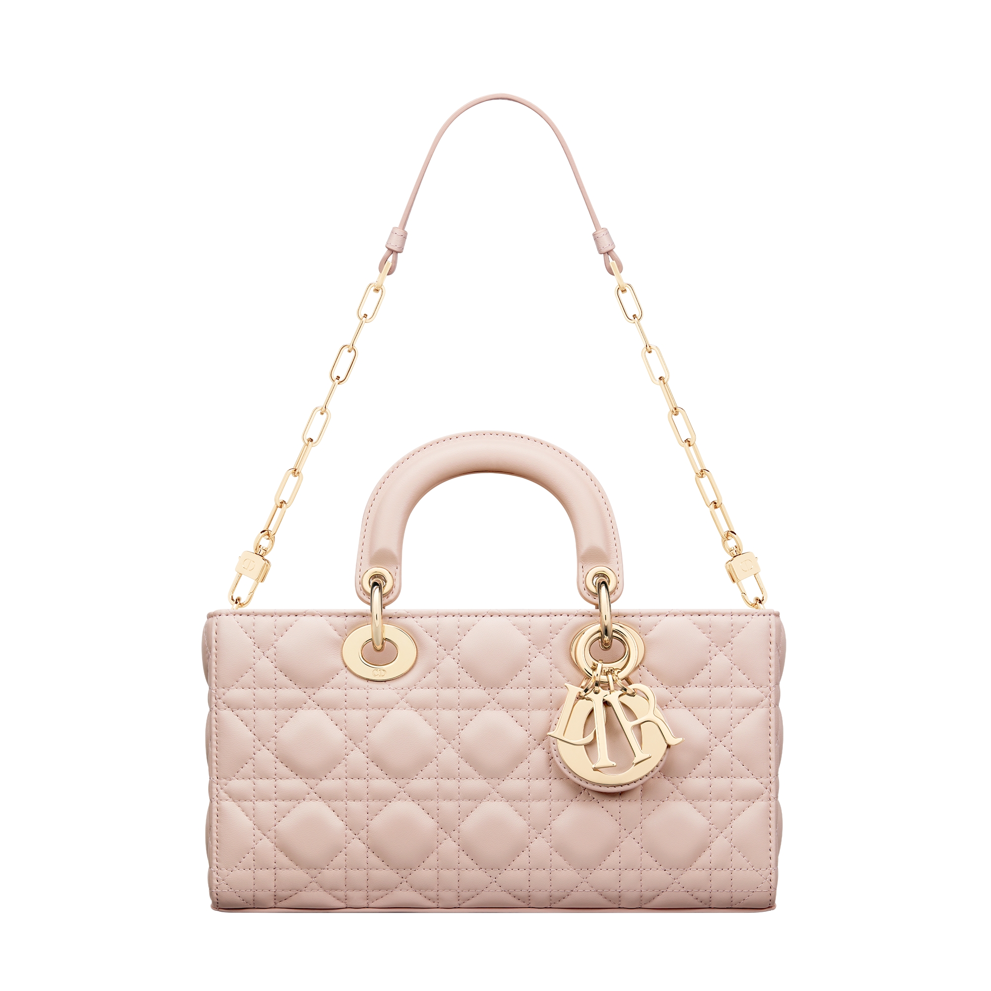 Medium Lady D-Joy Bag Powder Pink Cannage Lambskin E07