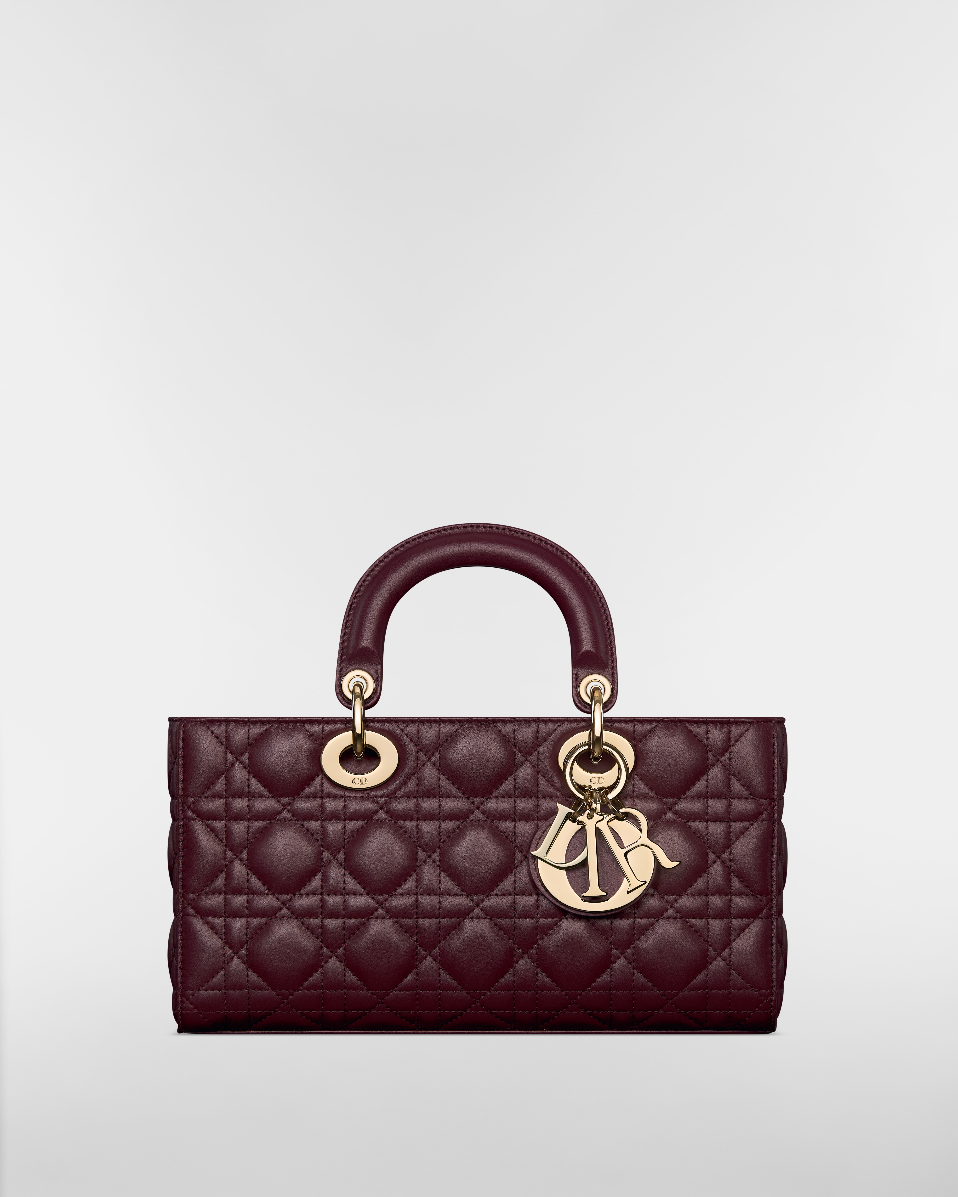 Medium Lady D-Joy Bag Plum Cannage Lambskin E01