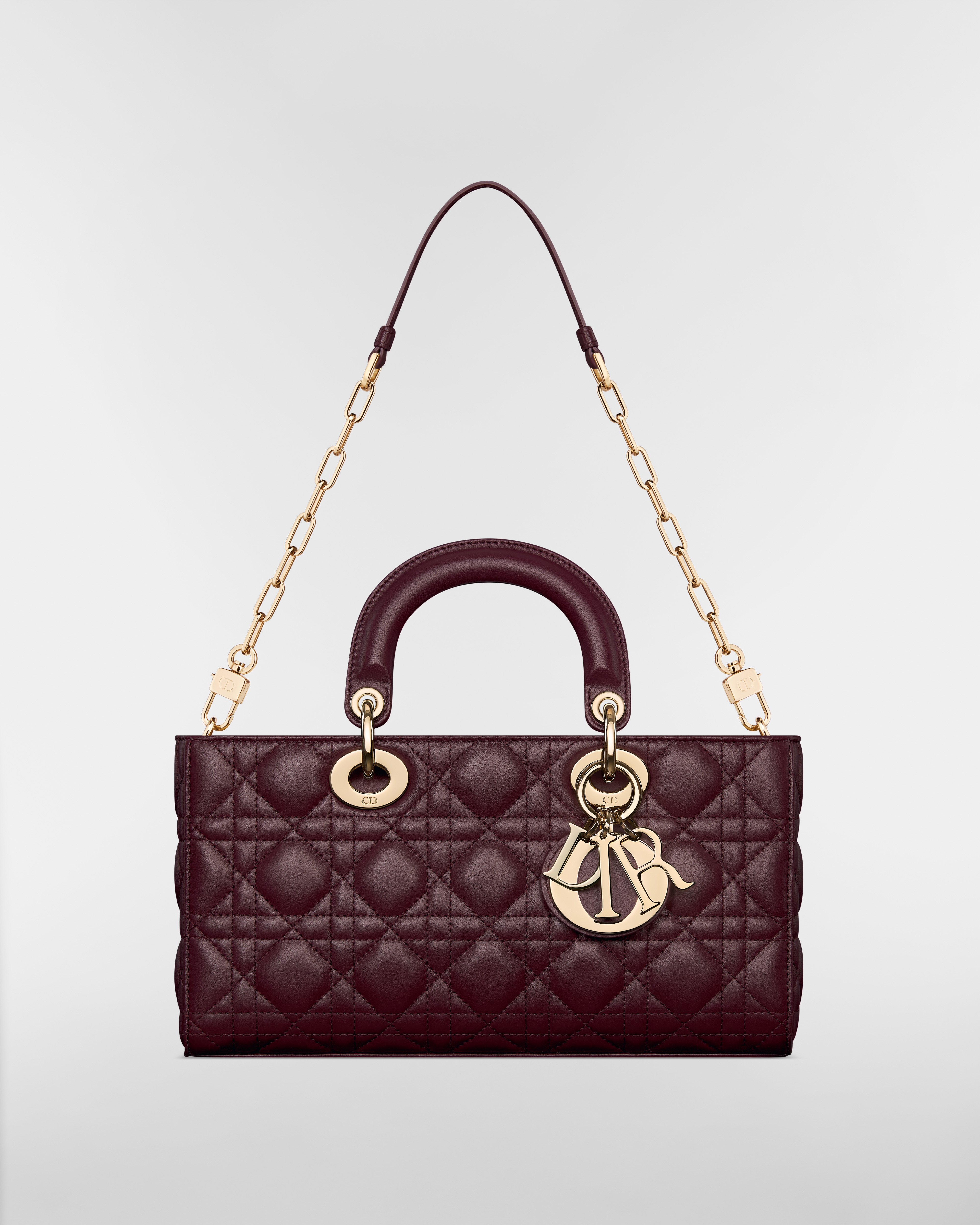 Sac Lady D-Joy Medium Cuir d'agneau Cannage prune E10