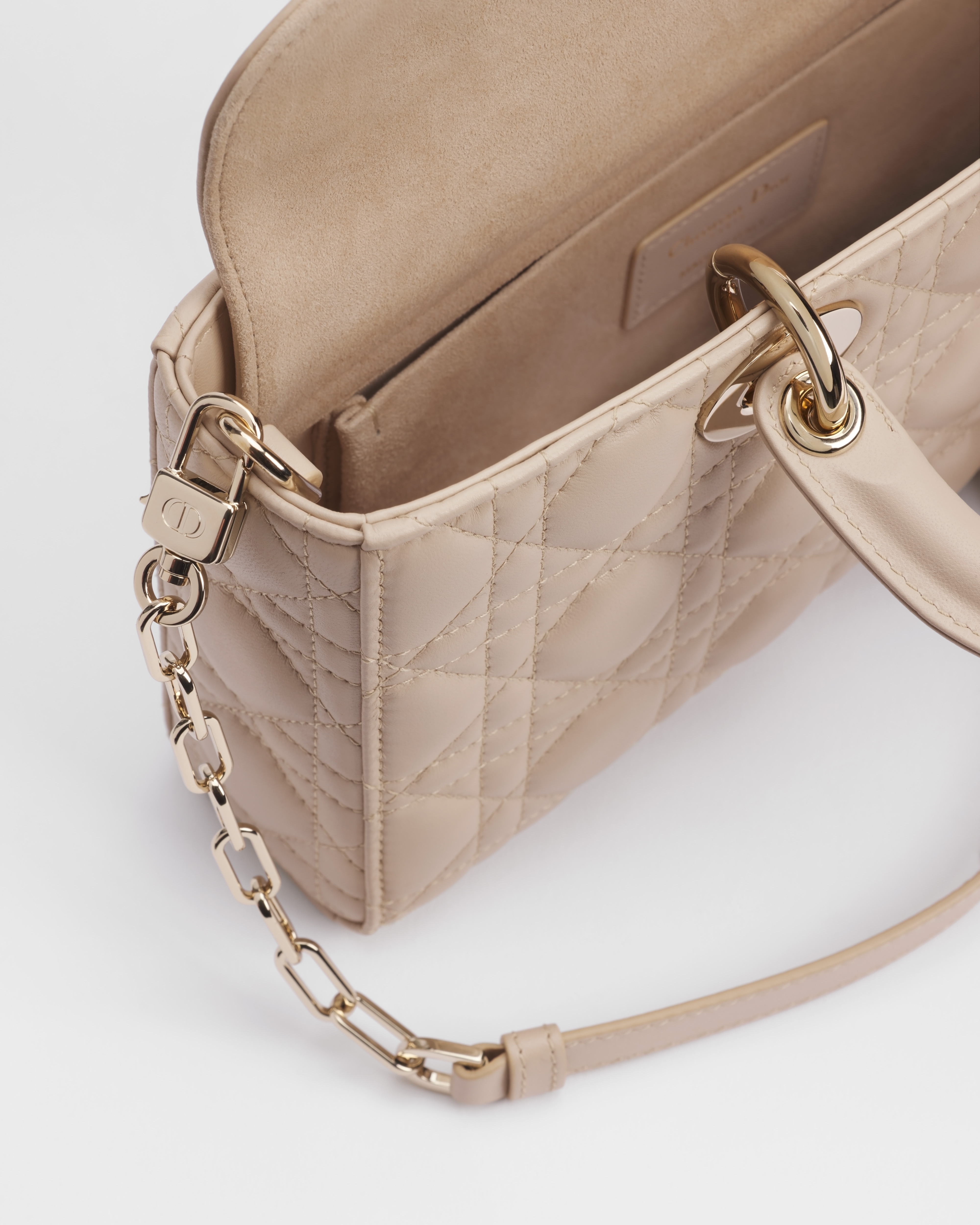 Medium Lady D-Joy Bag Powder Beige Cannage Lambskin E06