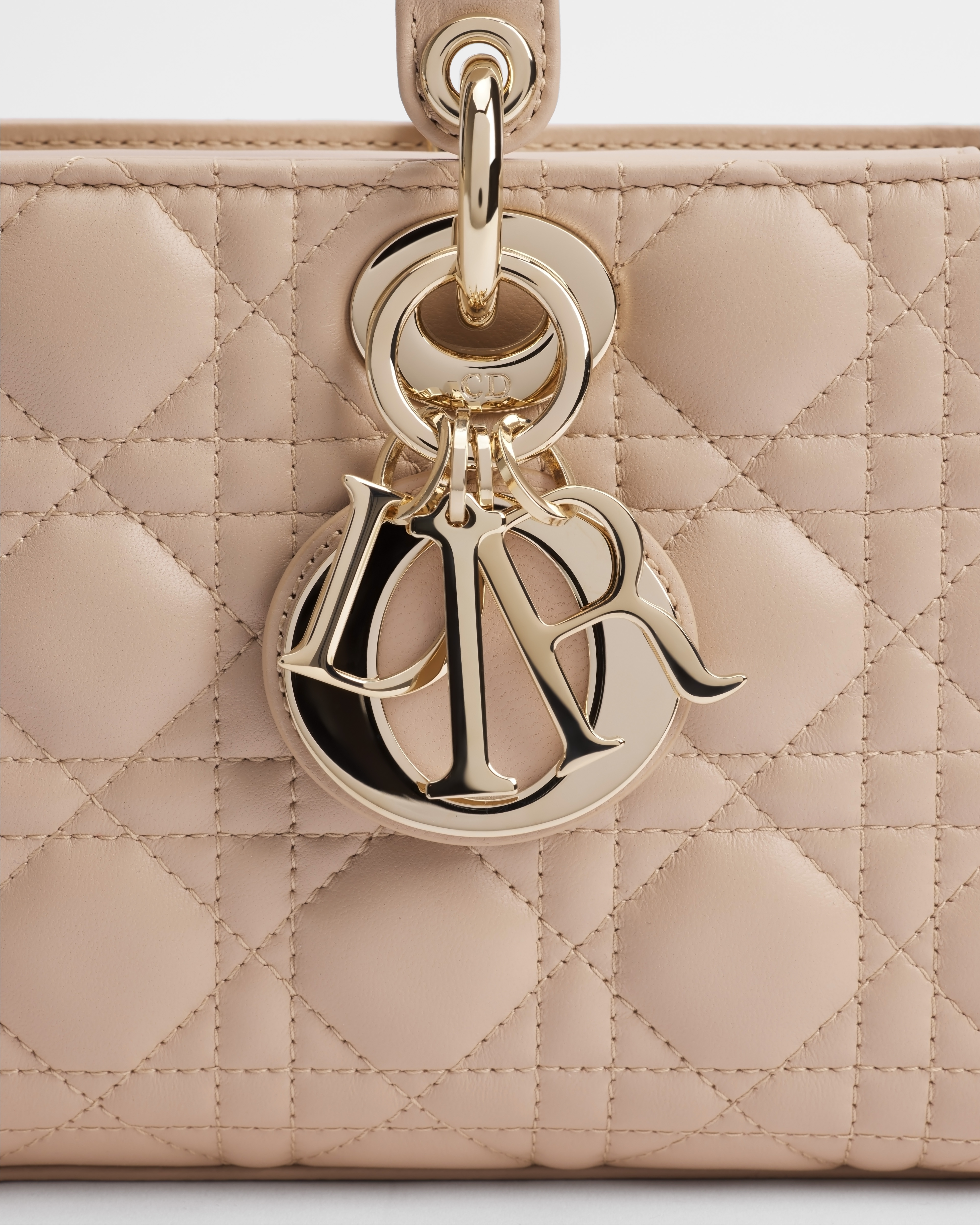 Medium Lady D-Joy Bag Powder Beige Cannage Lambskin E09