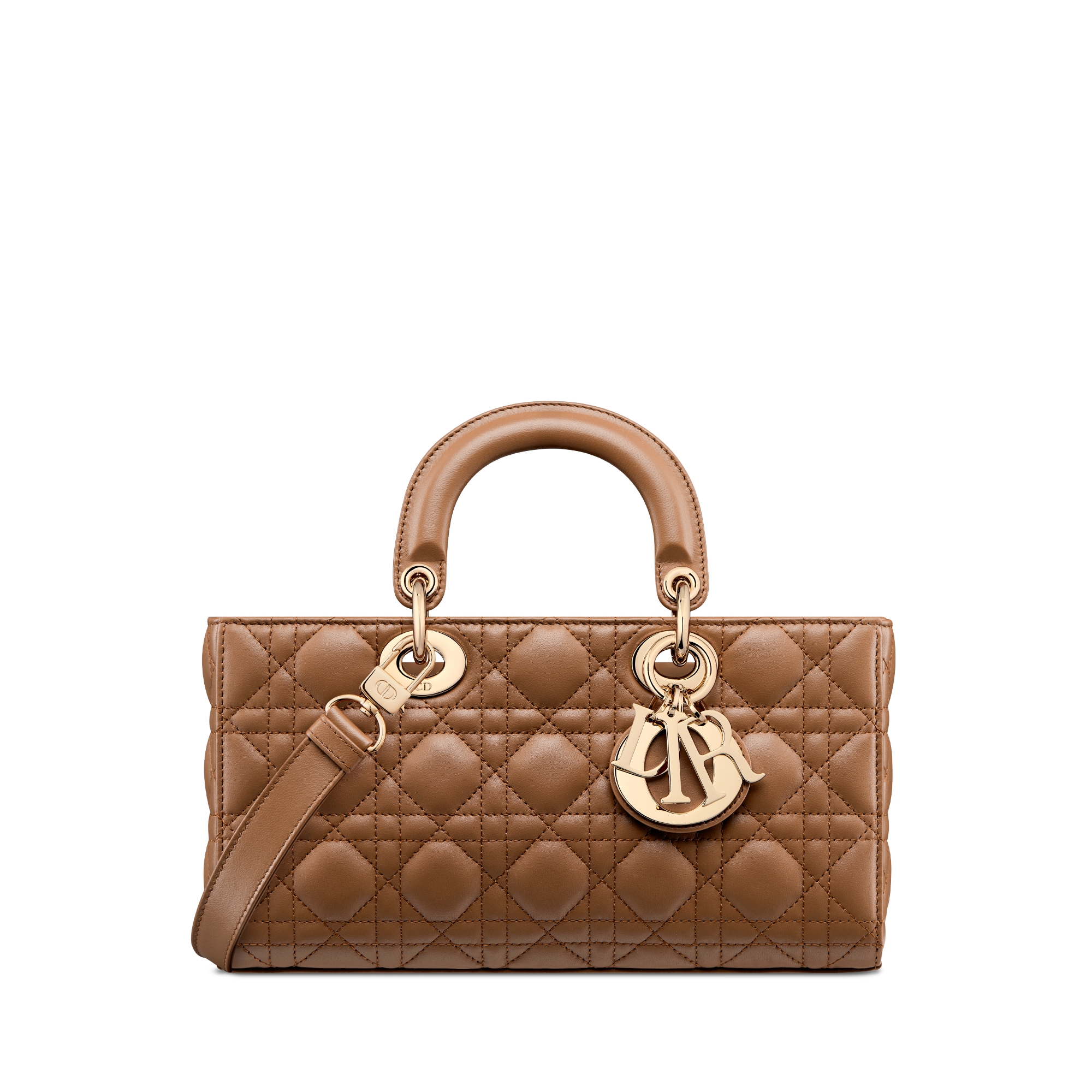 Medium Lady D-Joy Bag Camel Cannage Lambskin E01