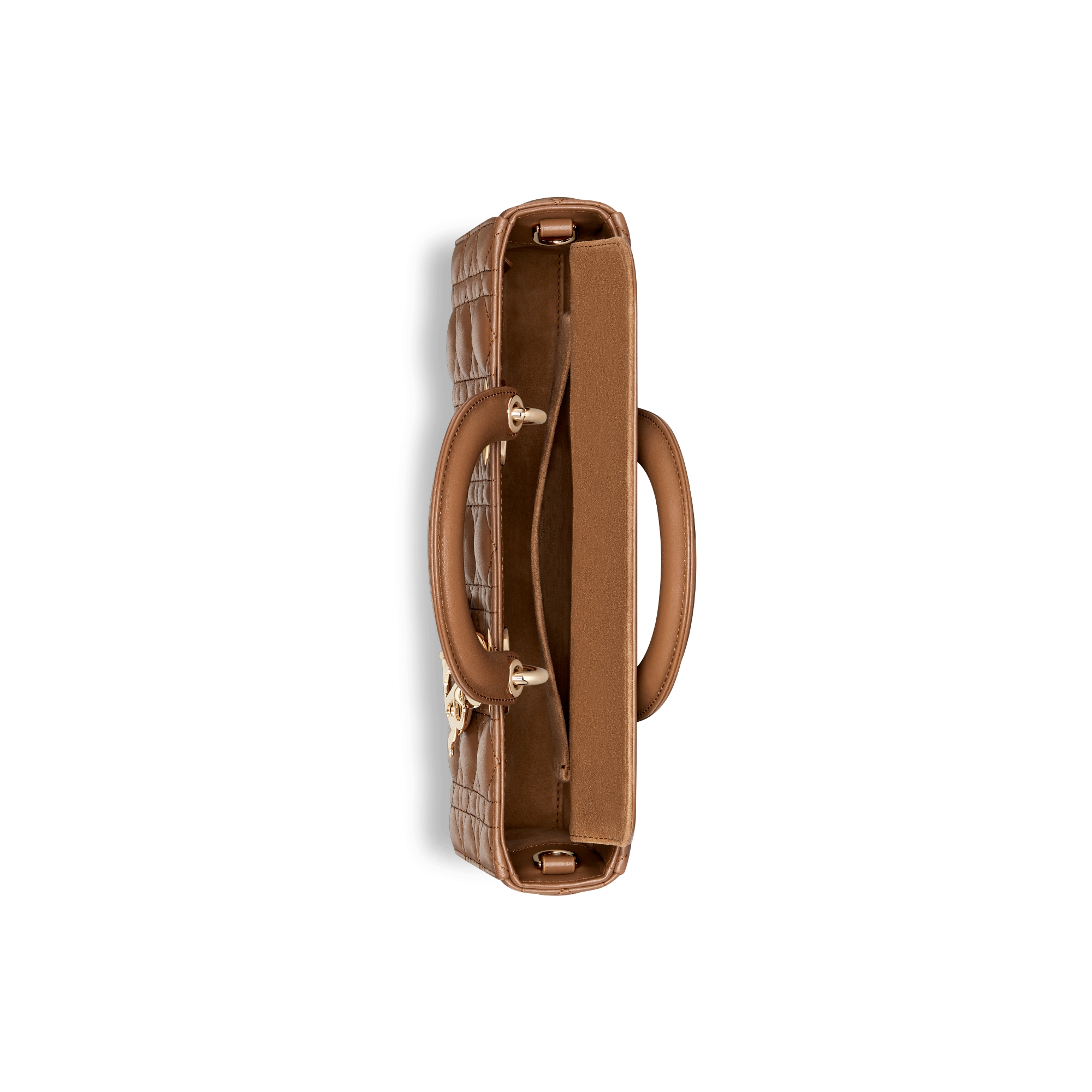 Sac Lady D-Joy Medium Cuir d'agneau Cannage camel E06