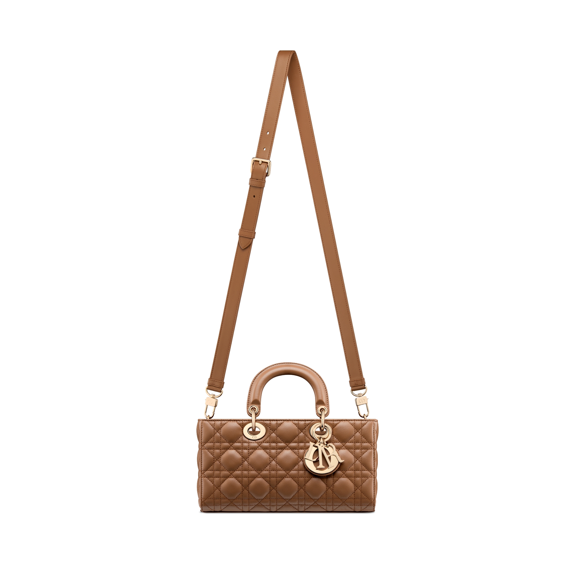 Sac Lady D-Joy Medium Cuir d'agneau Cannage camel E07