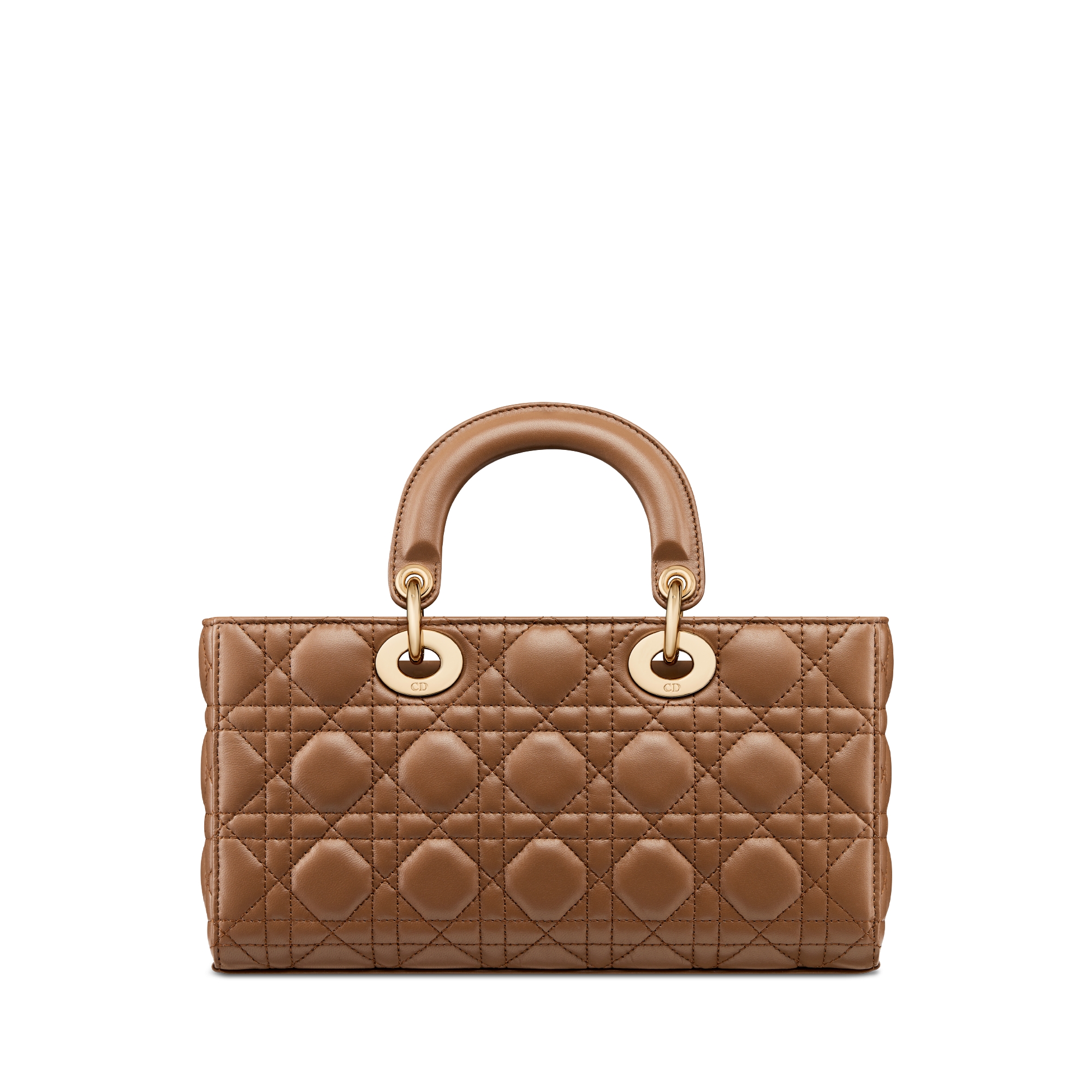 Sac Lady D-Joy Medium Cuir d'agneau Cannage camel E08