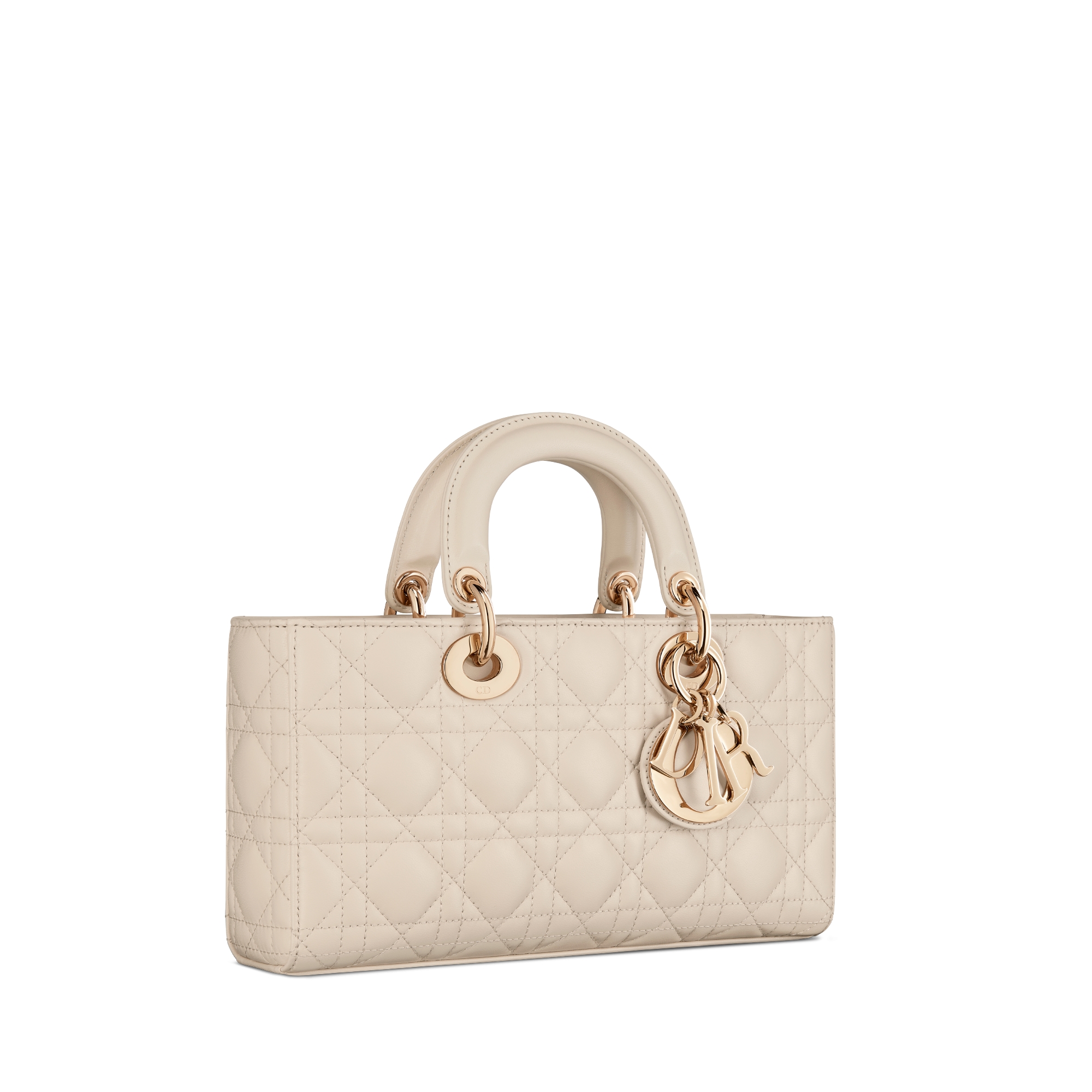 Medium Lady D-Joy Bag Antique Beige Cannage Lambskin E03