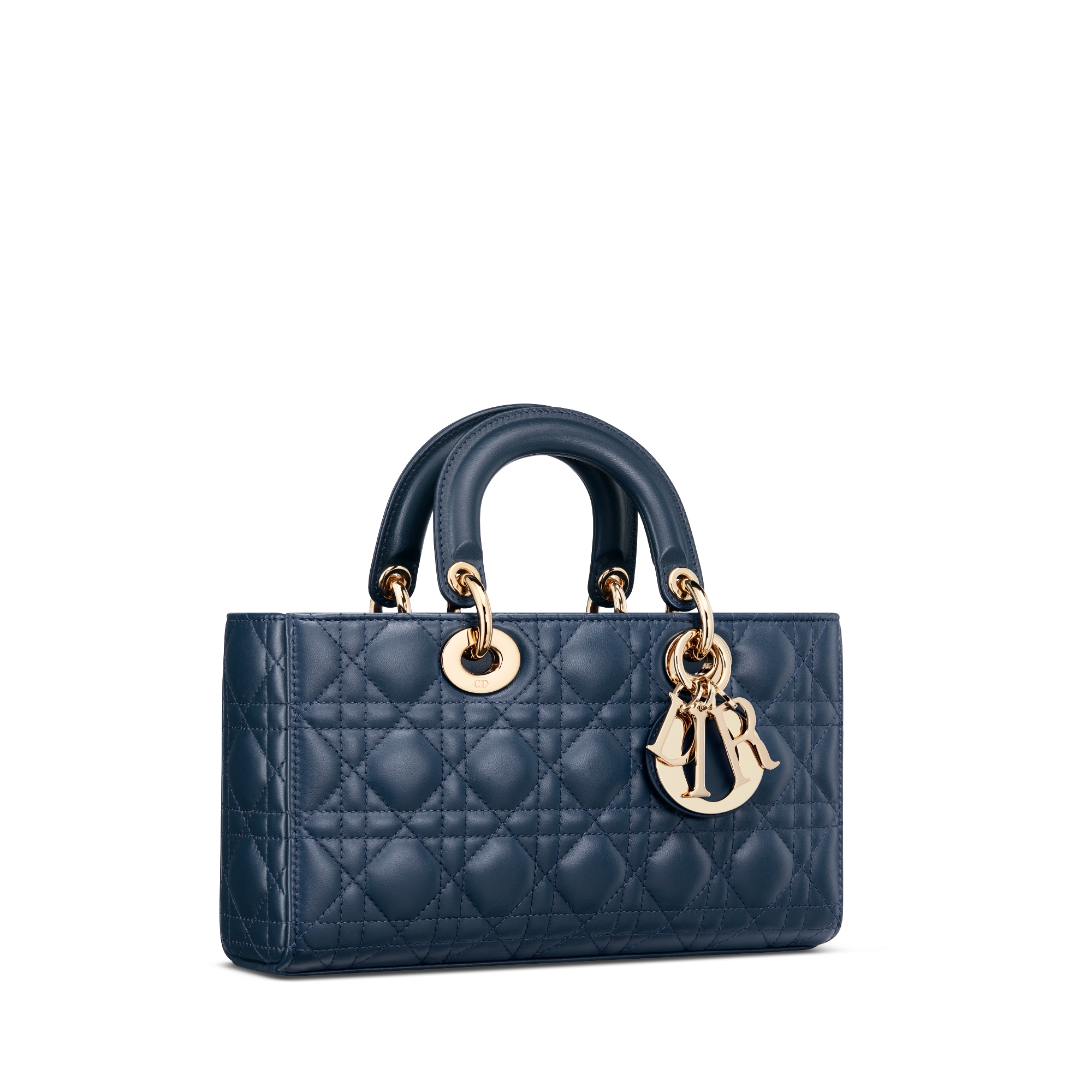 Medium Lady D-Joy Bag Deep Ocean Blue Cannage Lambskin E03