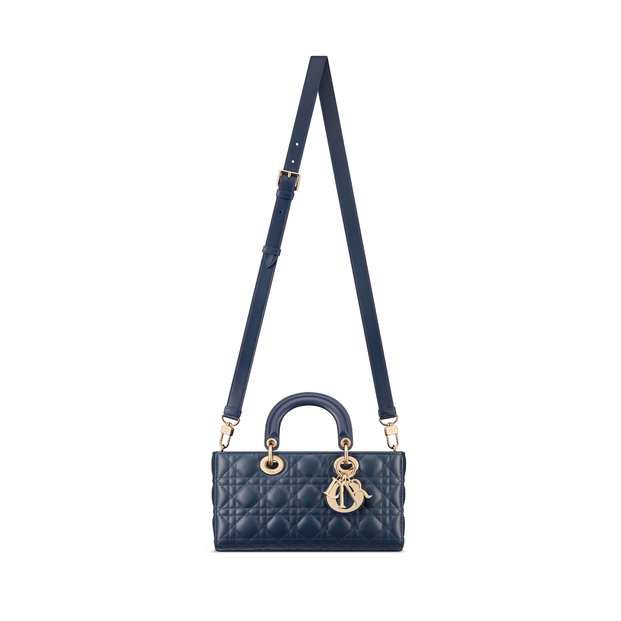 Medium Lady D-Joy Bag Deep Ocean Blue Cannage Lambskin E07