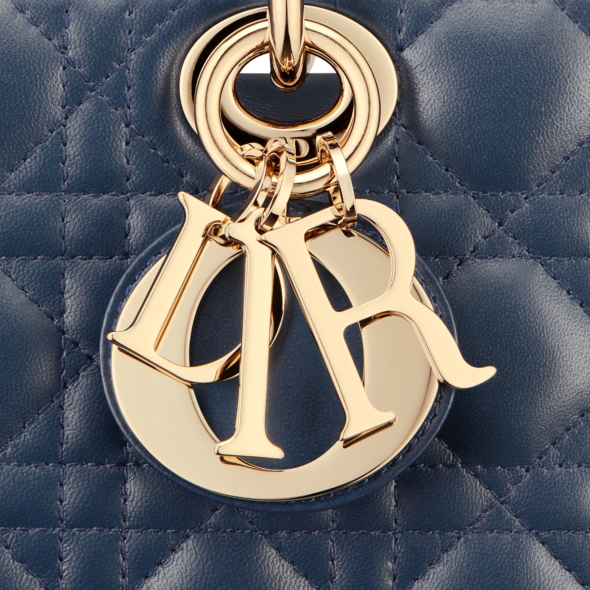 Medium Lady D-Joy Bag Deep Ocean Blue Cannage Lambskin E09