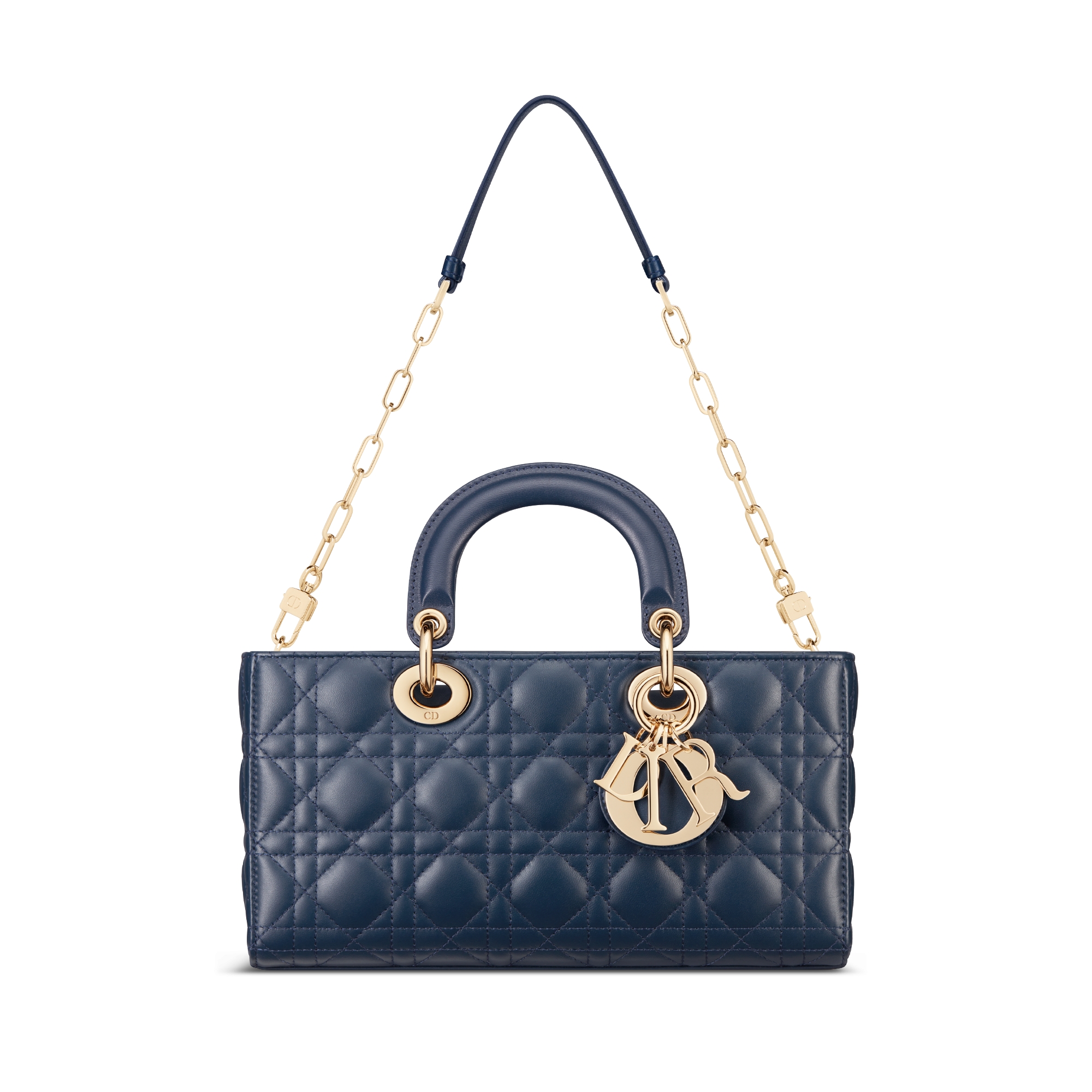 Medium Lady D-Joy Bag Deep Ocean Blue Cannage Lambskin E10