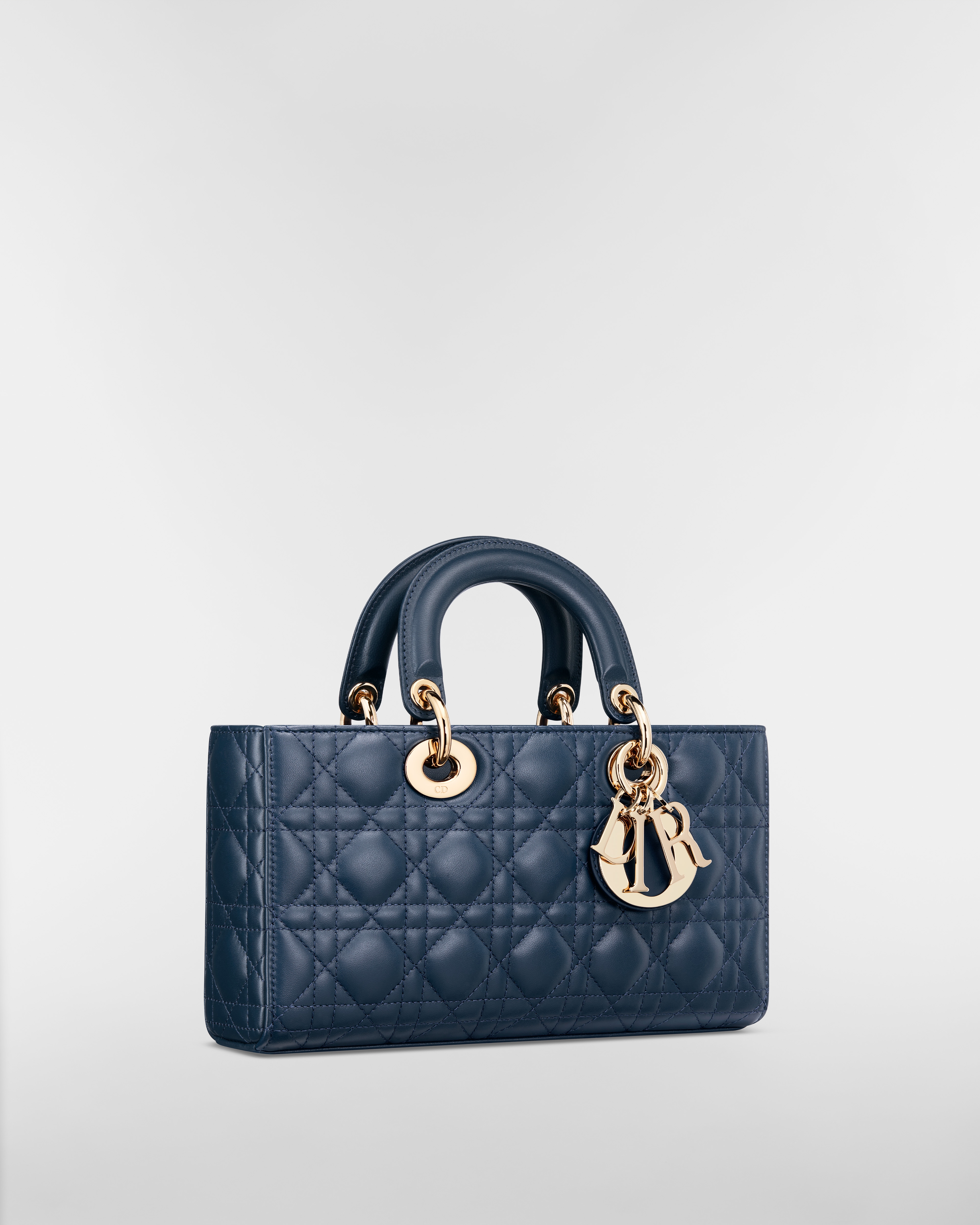 Medium Lady D-Joy Bag Deep Ocean Blue Cannage Lambskin E03