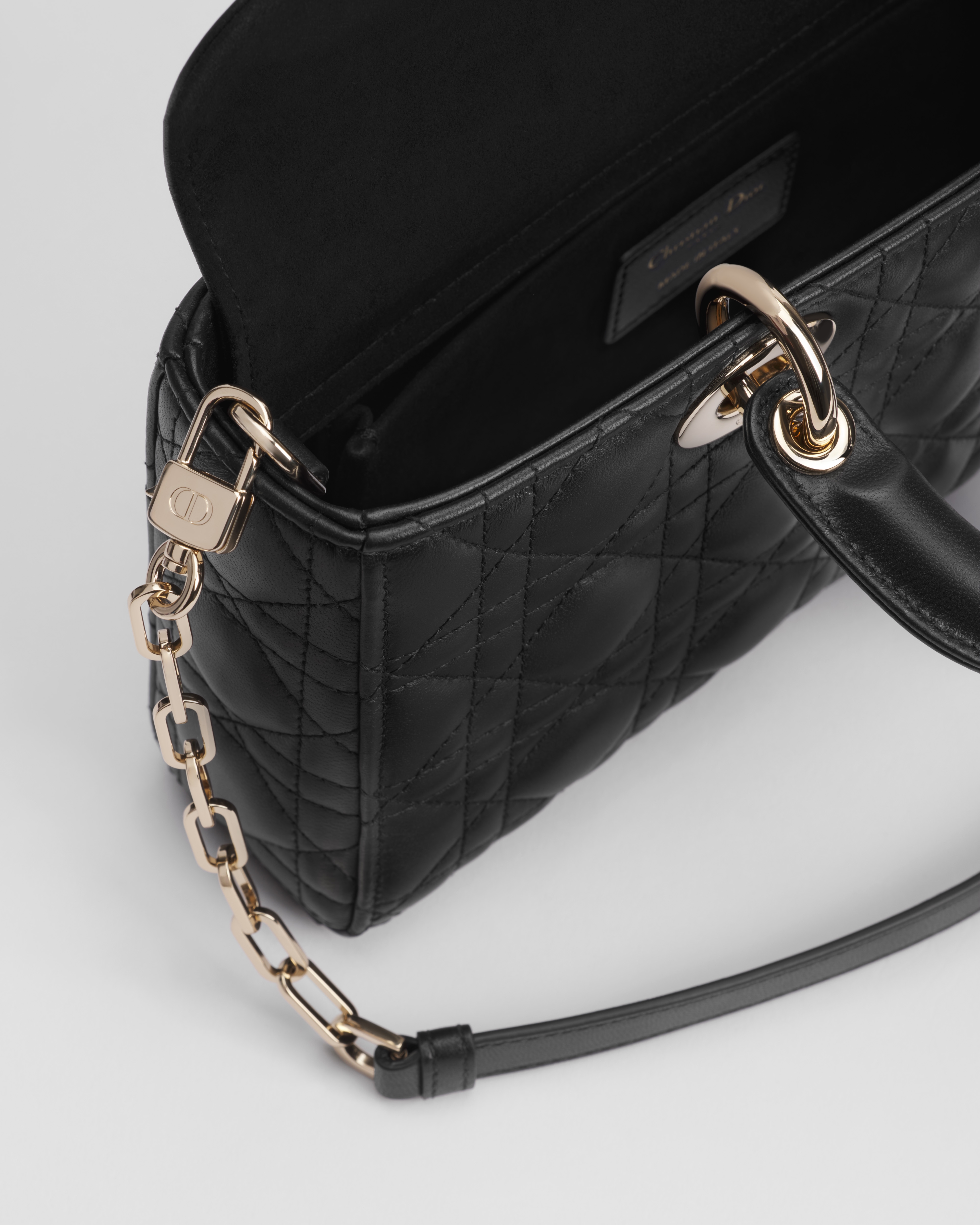 Medium Lady D-Joy Bag Black Cannage Lambskin E06