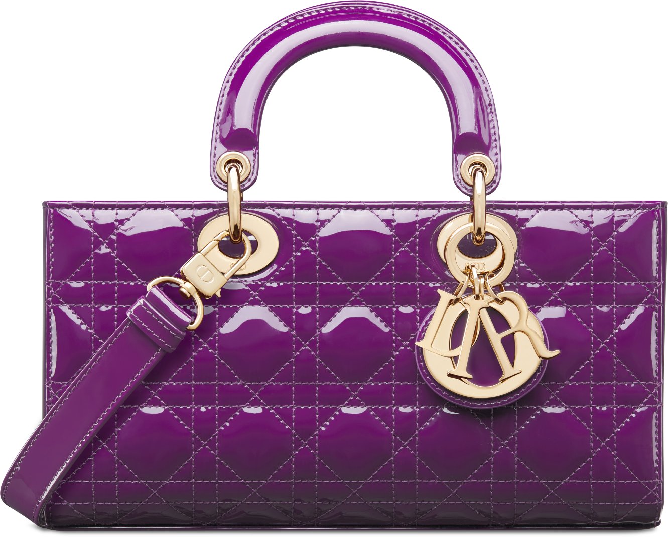 Medium Lady D-Joy Bag Black Patent Cannage Calfskin | DIOR