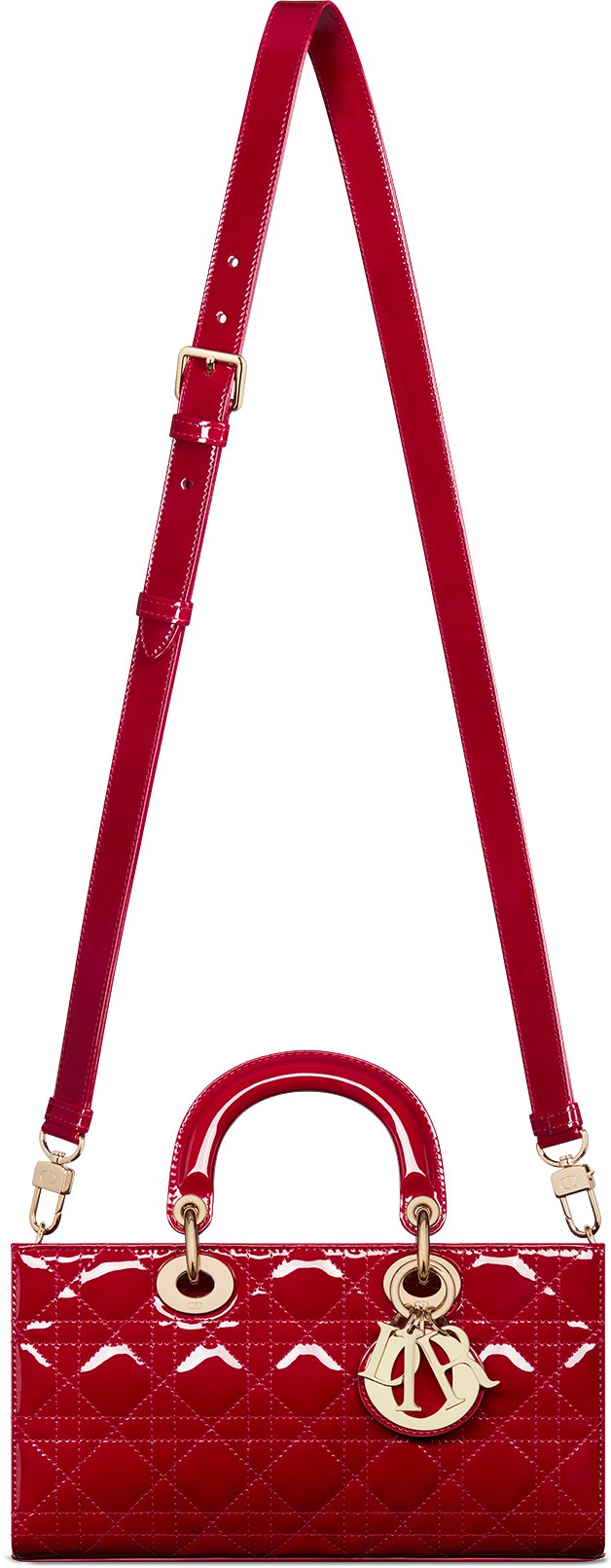 Medium Lady D Joy Bag Cherry Red Patent Cannage Calfskin DIOR