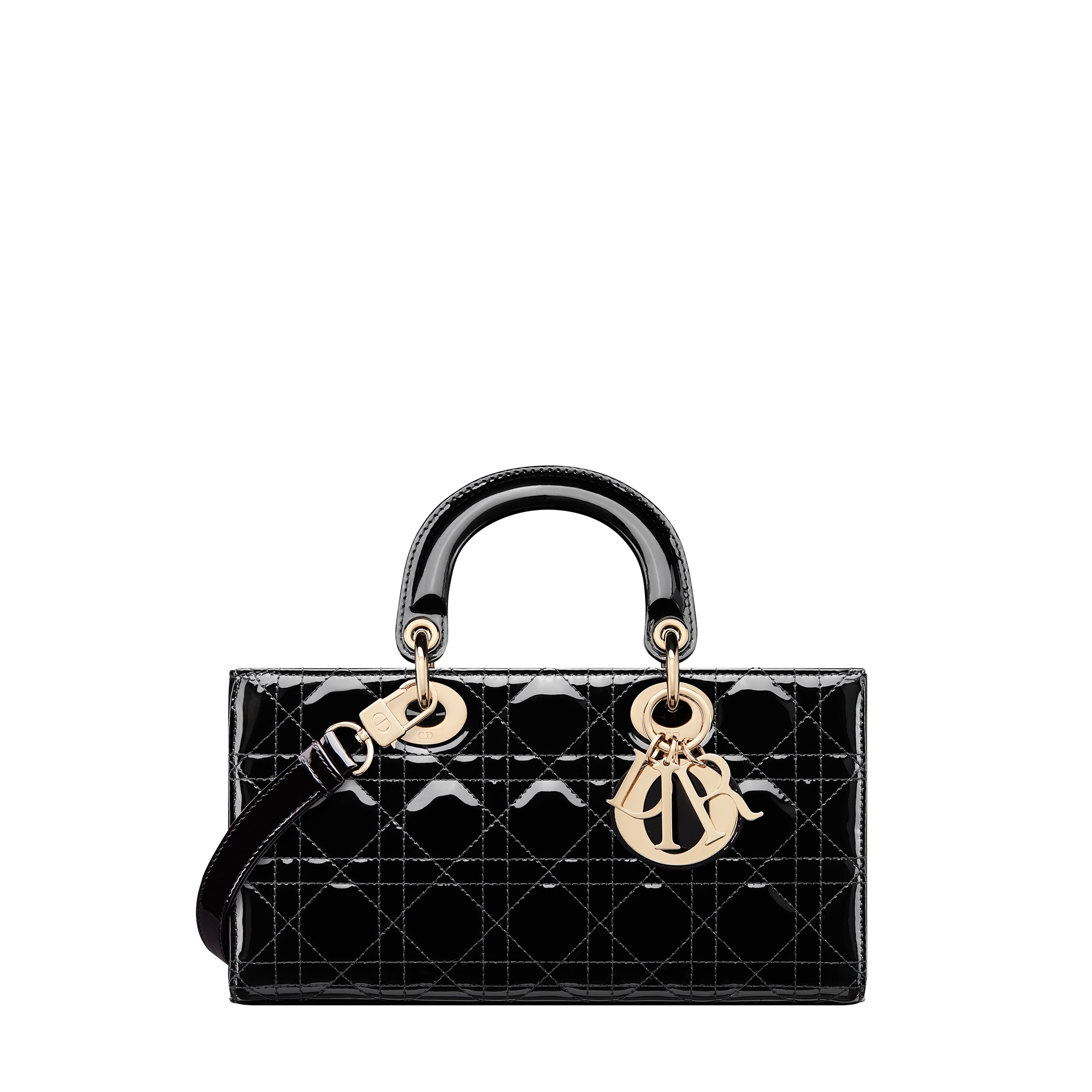 Medium Lady D-Joy Bag Black Patent Cannage Calfskin | DIOR