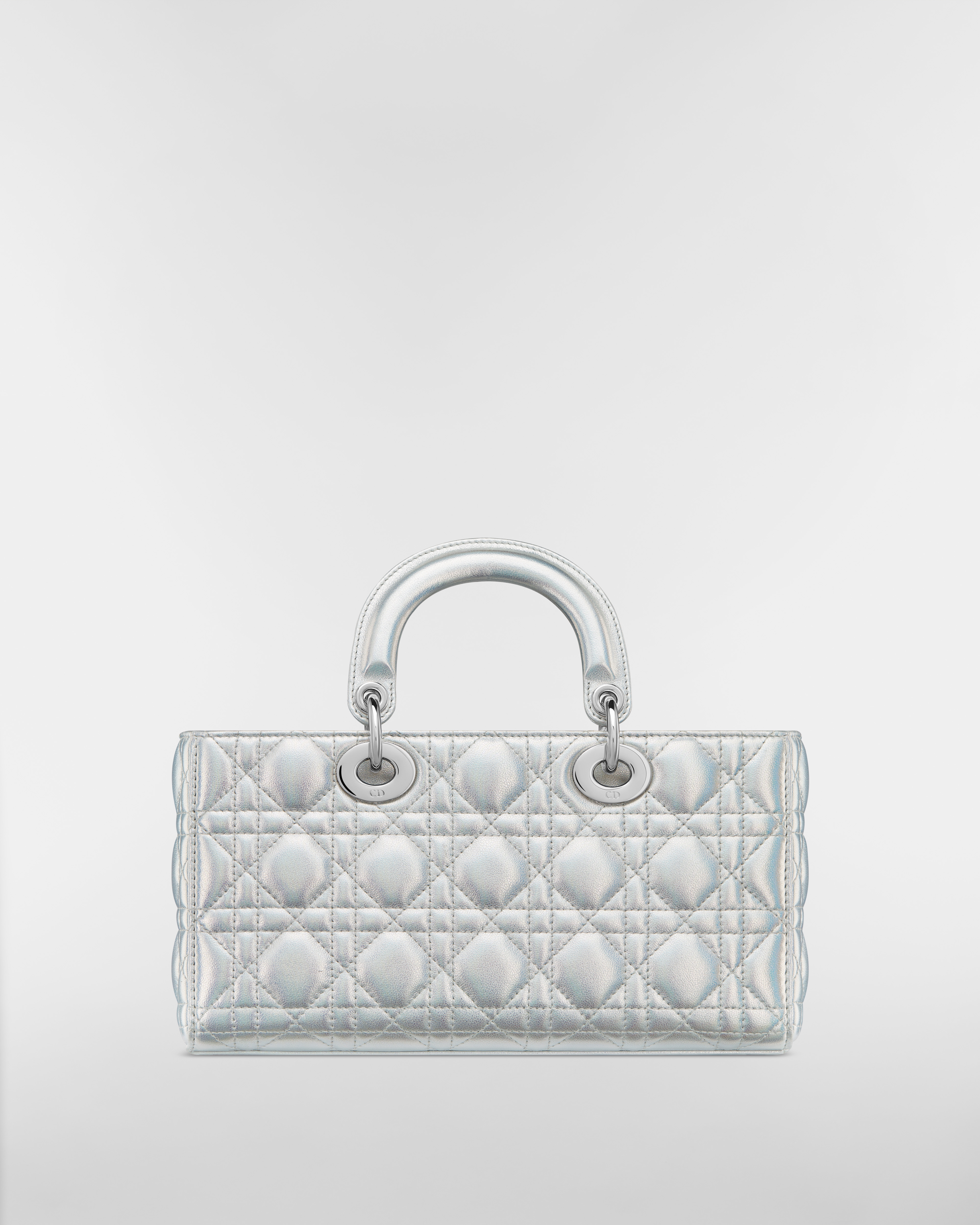 Medium Dior Or Lady D-Joy Bag Silver-Tone Iridescent and Metallic Cannage Lambskin E08