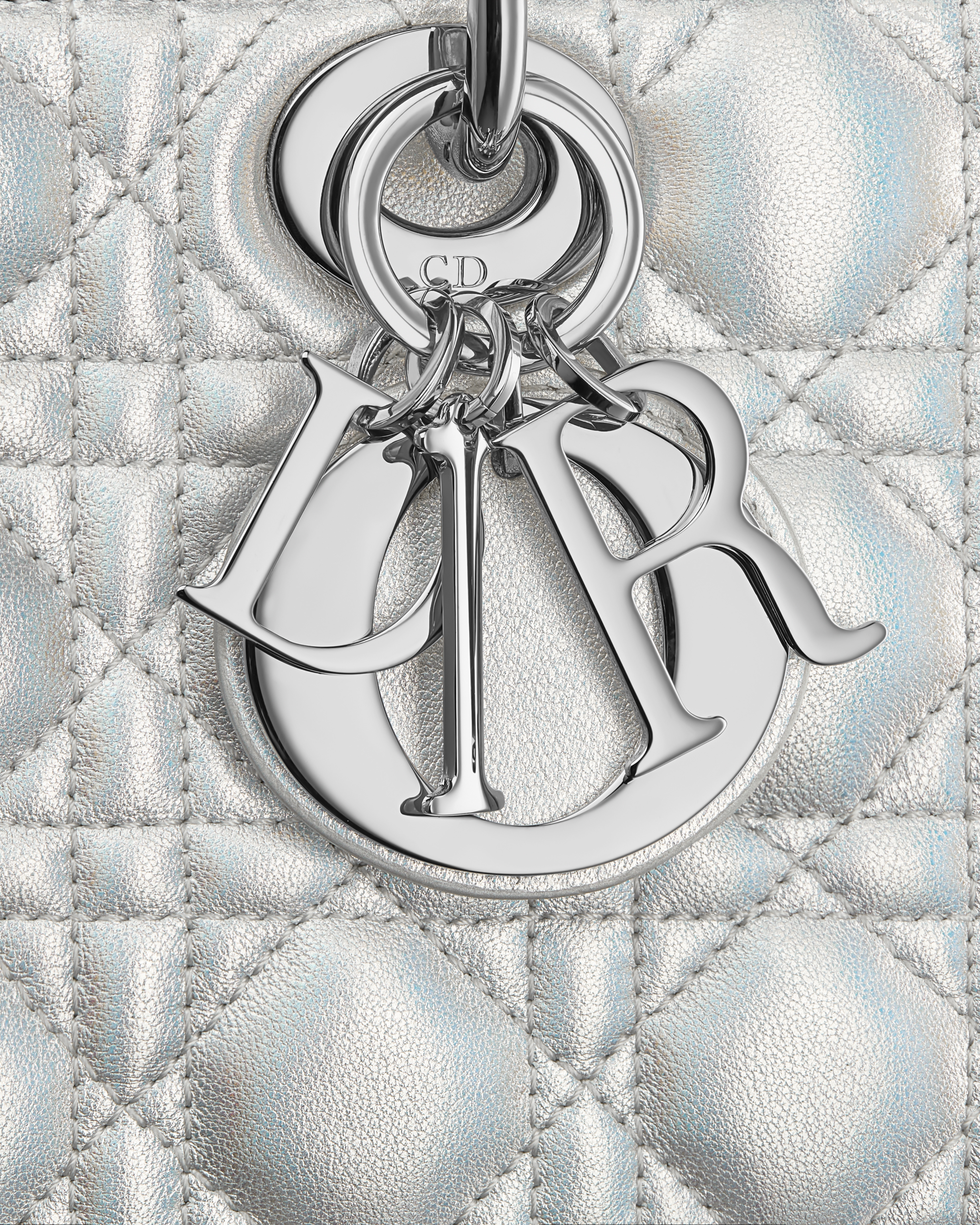 Medium Dior Or Lady D-Joy Bag Silver-Tone Iridescent and Metallic Cannage Lambskin E09