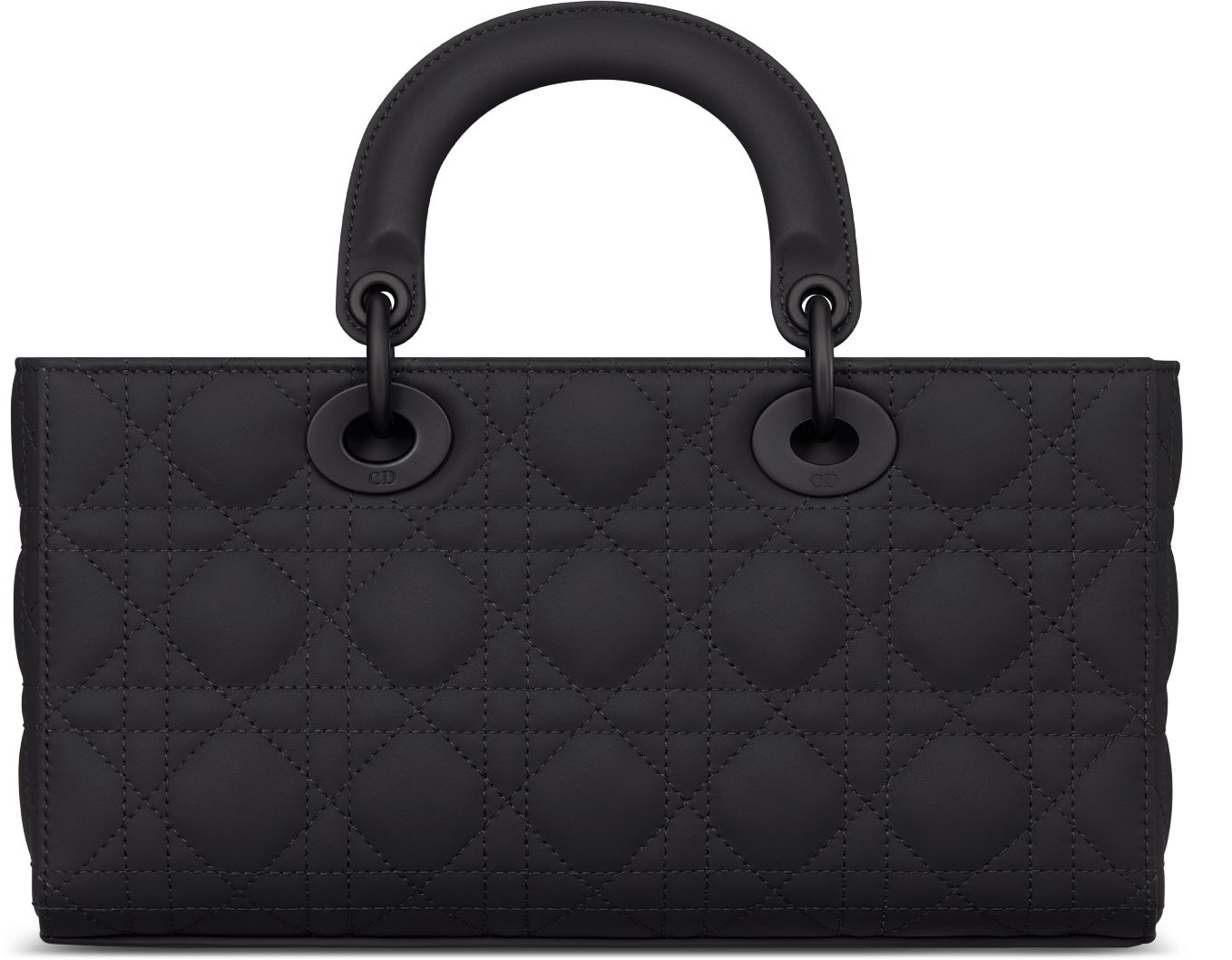 Medium Lady D Joy Bag Ultramatte Black Cannage Calfskin DIOR