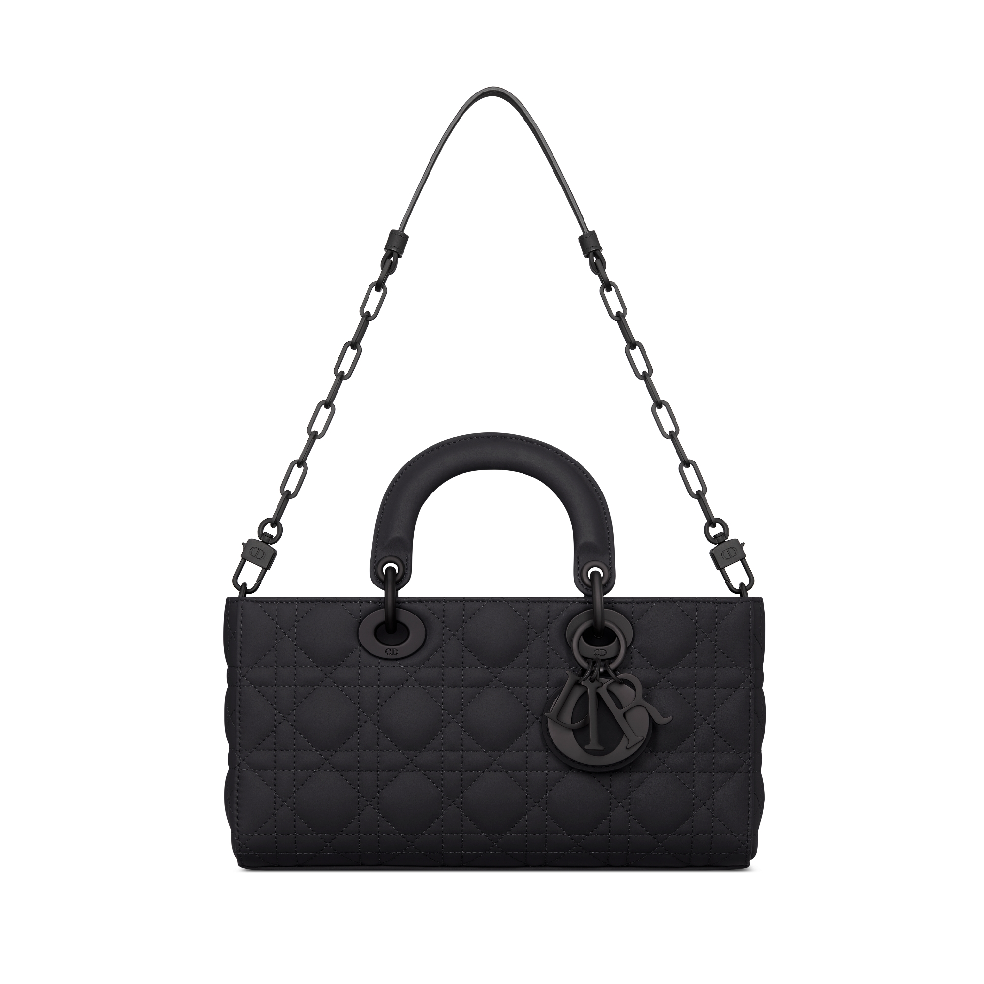 Sac Lady D-Joy Medium Cuir de veau Cannage ultramatte noir E10