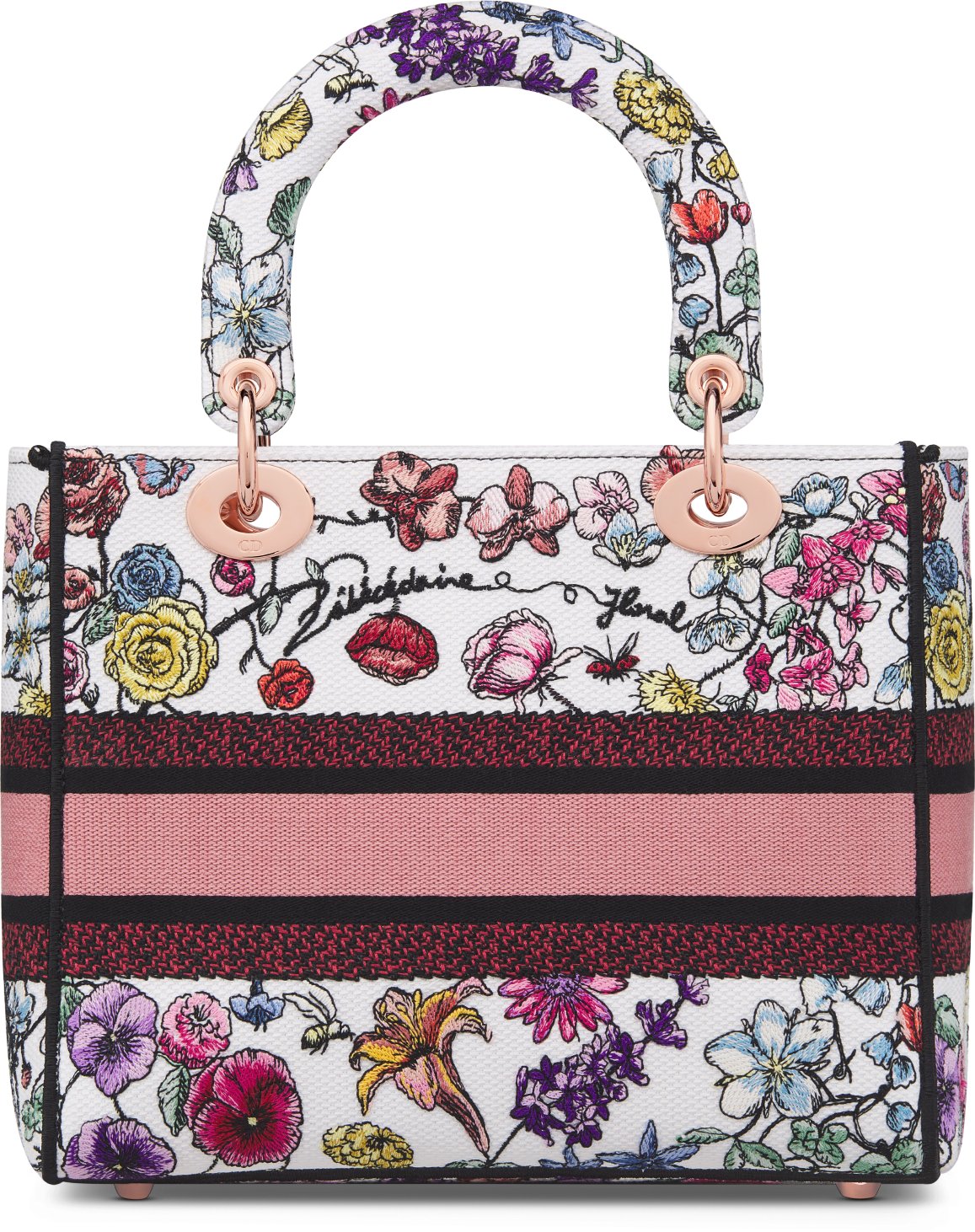 Medium Lady D Lite Bag White Multicolor Florilegio Embroidery DIOR