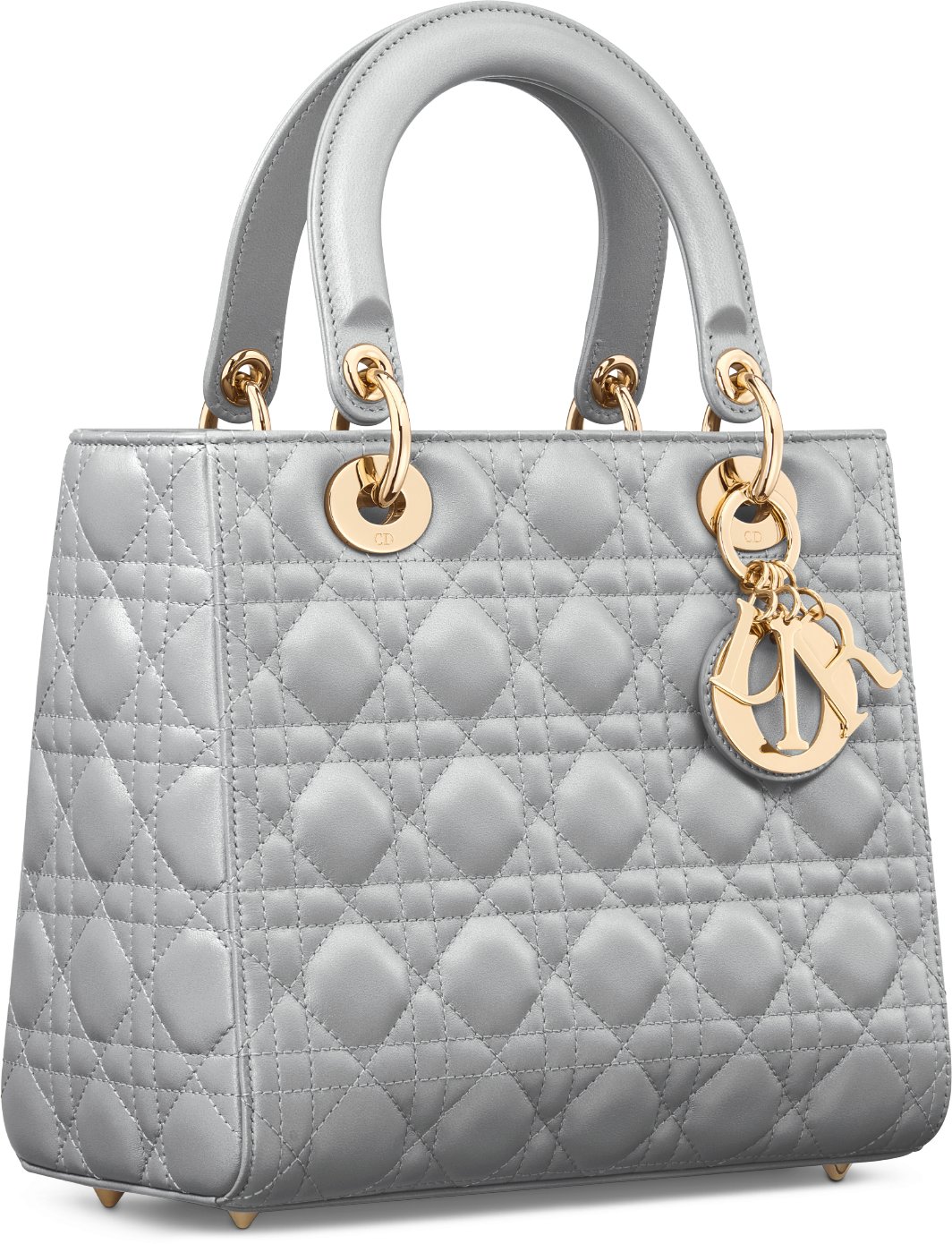 Lady Dior Medium Opaline Gray Pearlescent Cannage Lambskin Bag