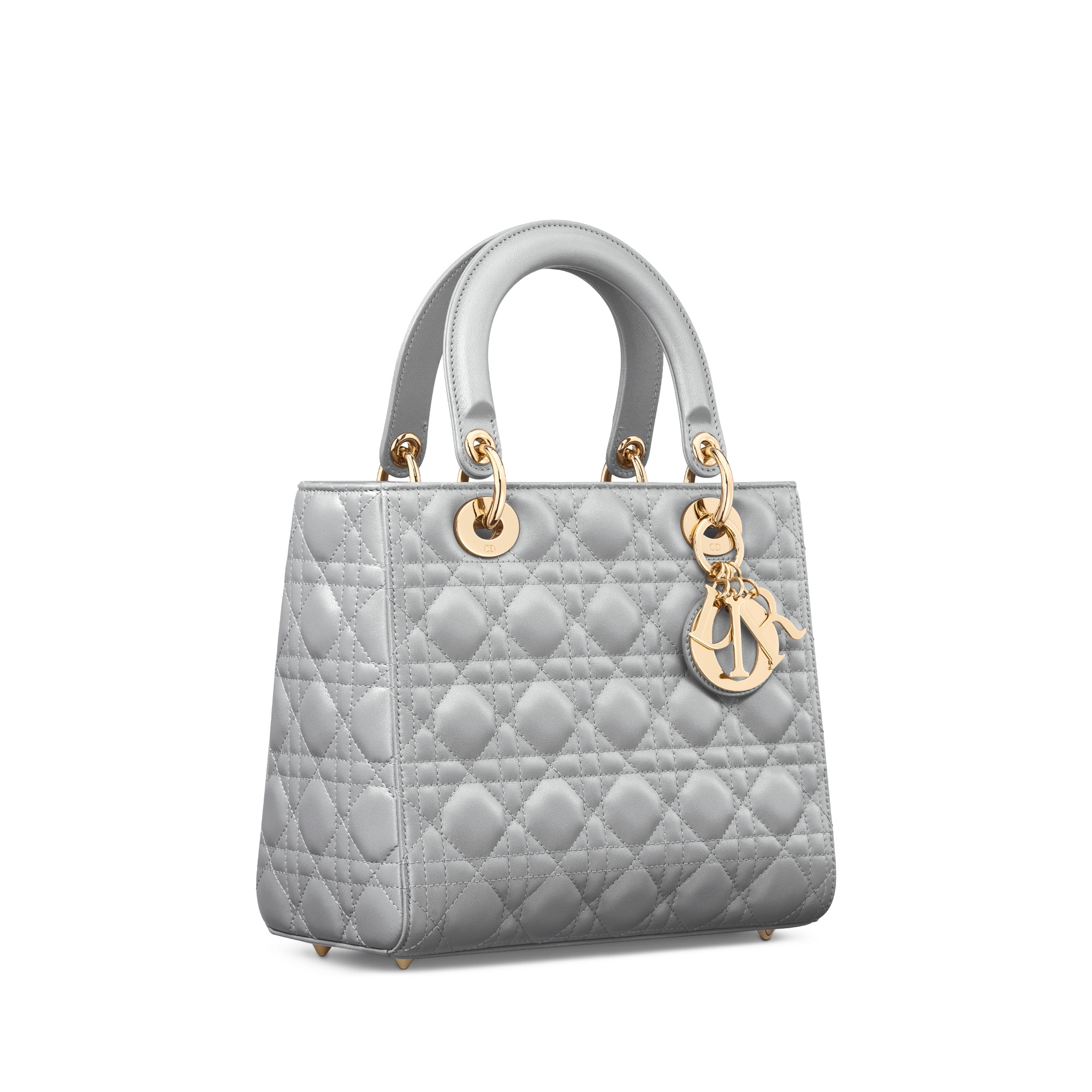 Lady Dior 미디엄 백 오팔린 그레이 펄 까나쥬 양가죽 E03
