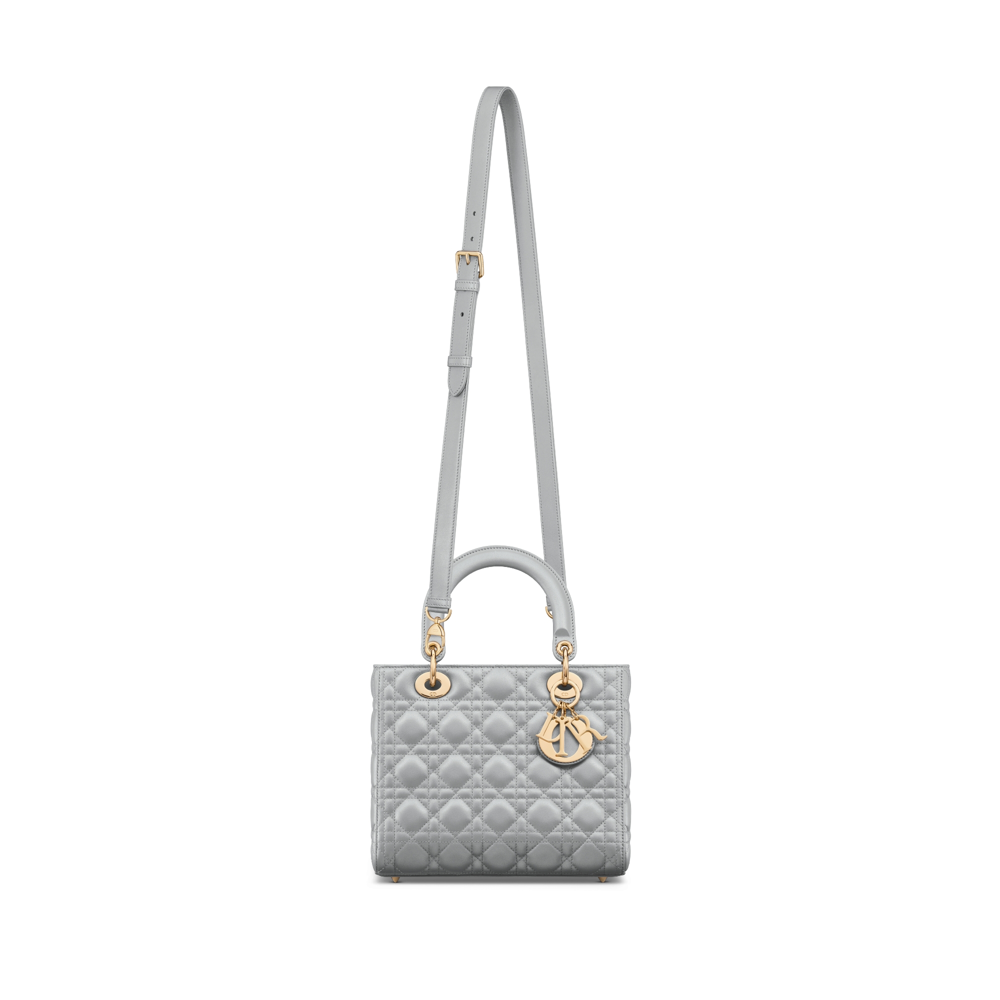 Lady Dior 미디엄 백 오팔린 그레이 펄 까나쥬 양가죽 E07