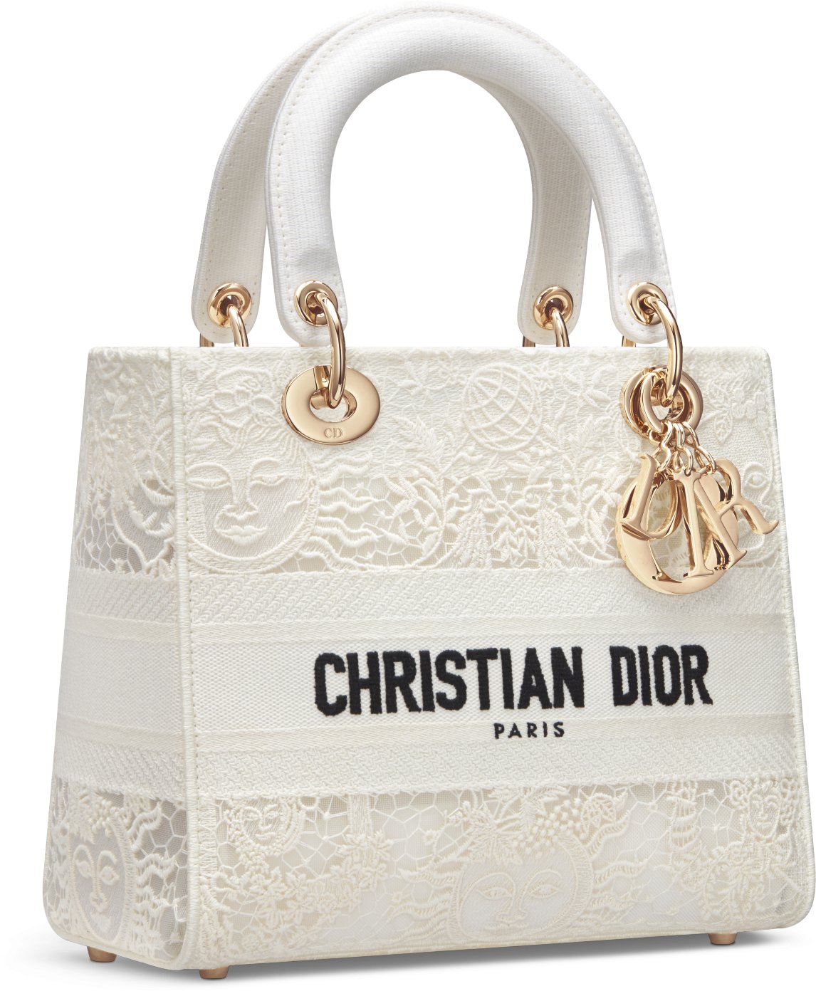 Medium Lady D Lite Bag White Toile de Jouy Soleil Macrame Embroidery DIOR