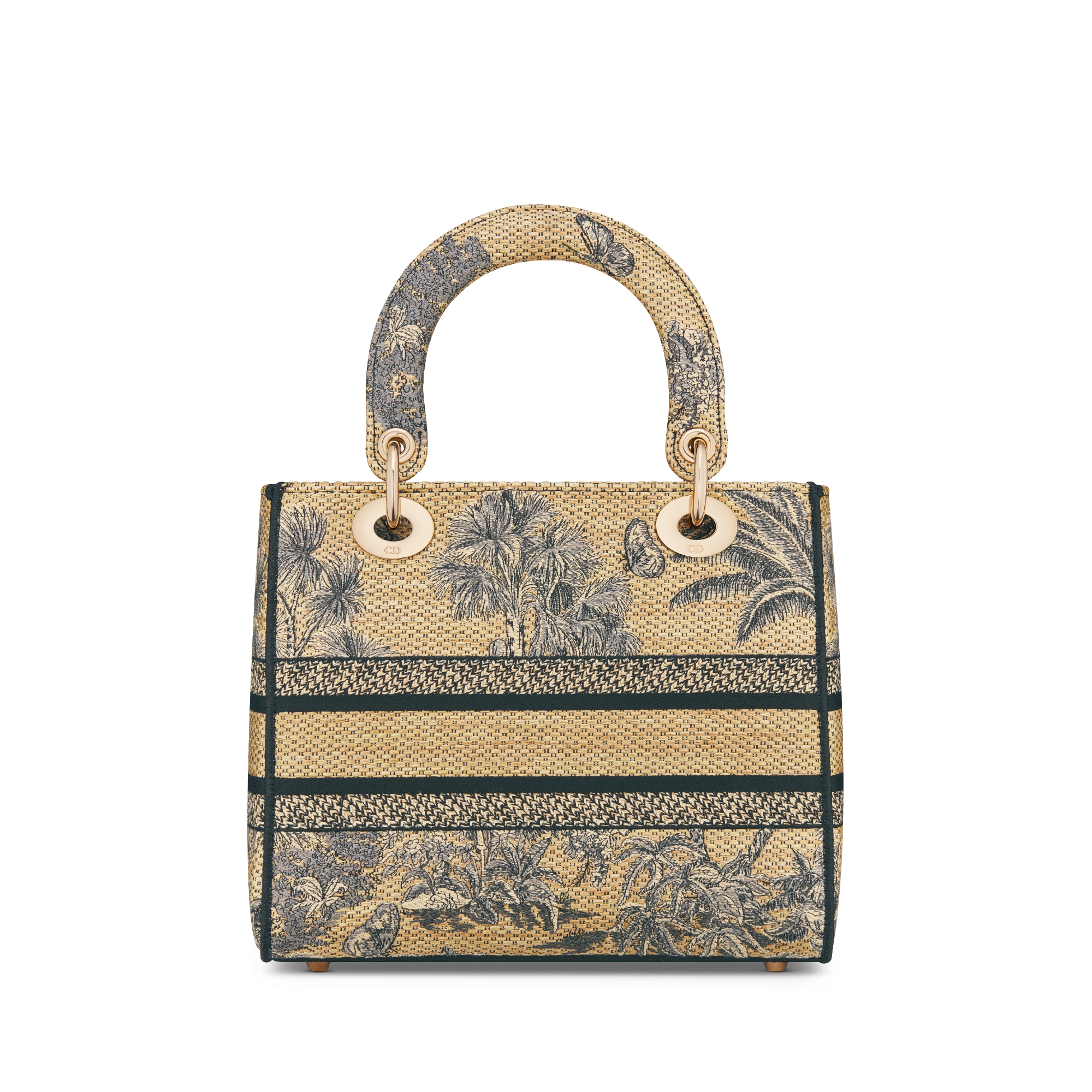 Sac Lady D-Lite Medium Dioriviera Raphia brodé Toile de Jouy Palms ...