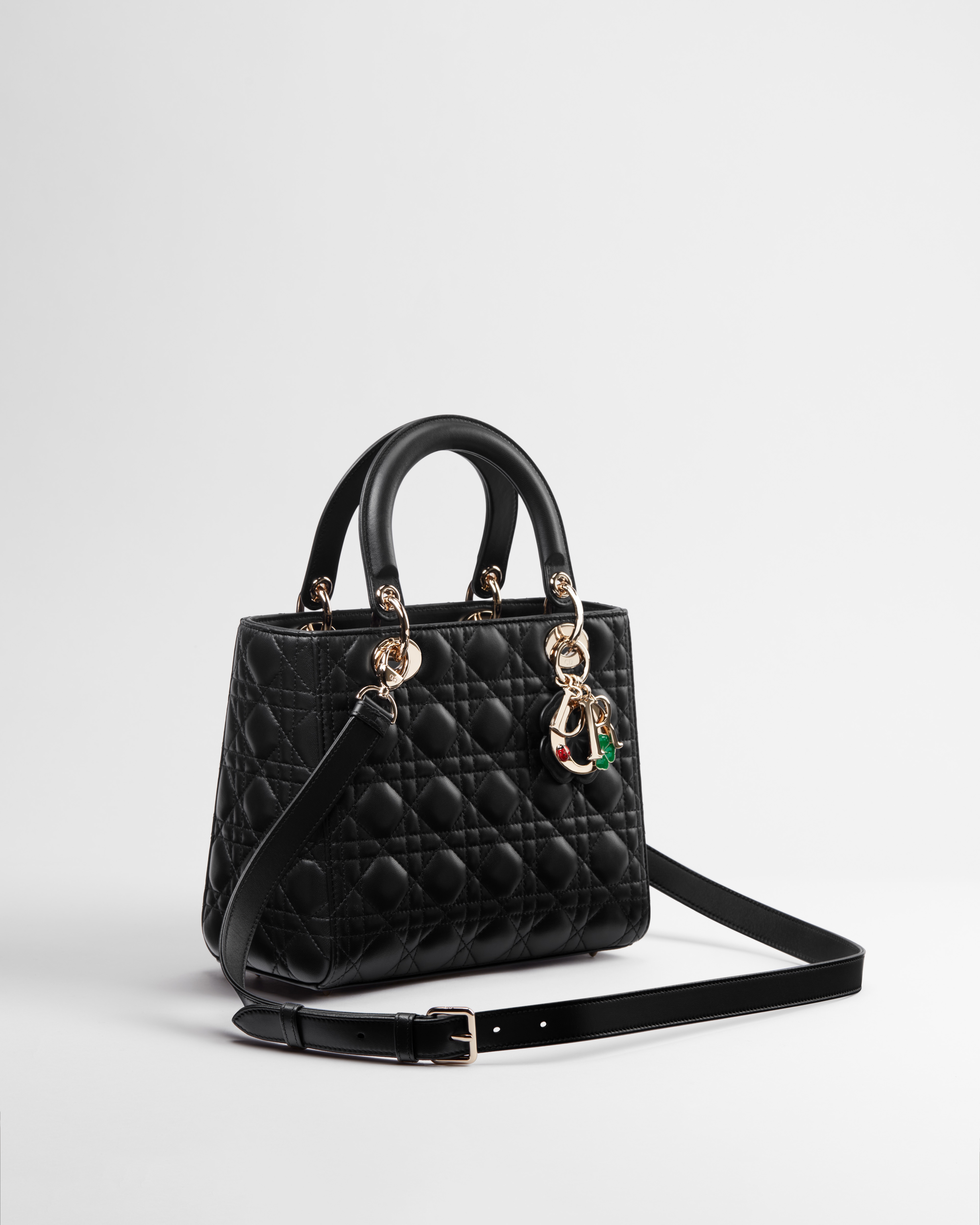 Medium Lady Dior Bag Black Cannage Lambskin E03