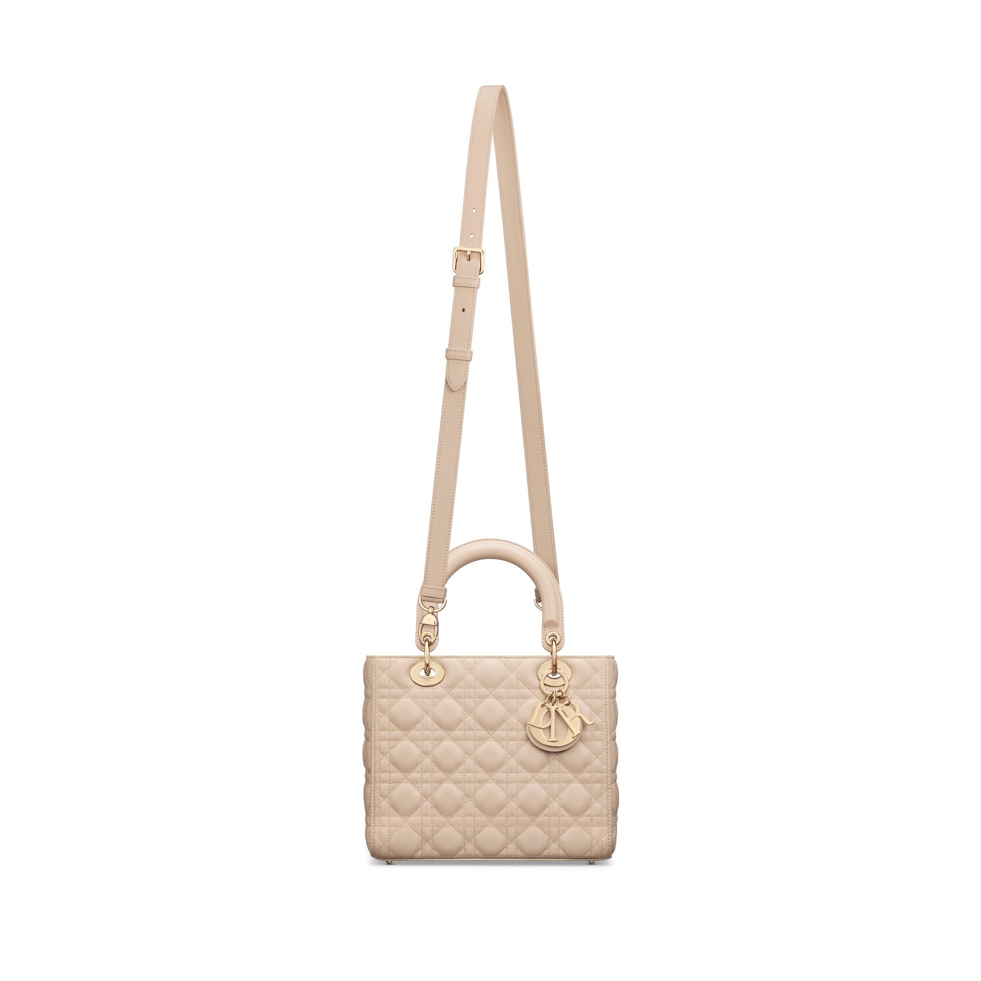 Medium Lady Dior Bag Powder Beige Cannage Lambskin E07