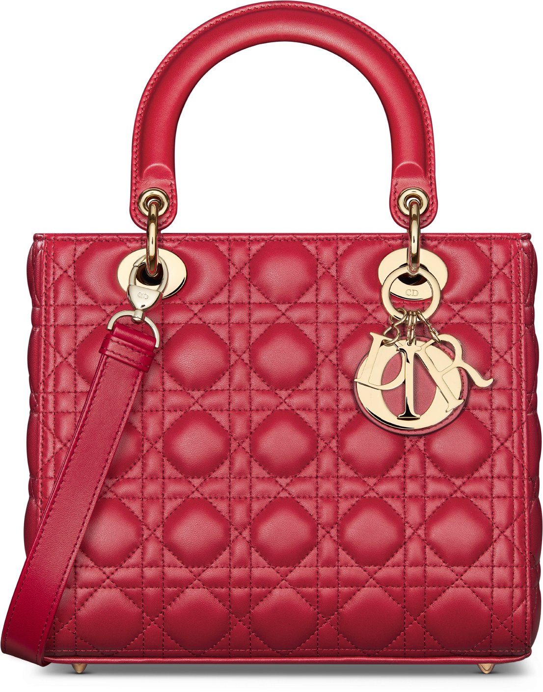 Bolso mediano Lady Dior Piel de cordero Cannage rosa palo DIOR