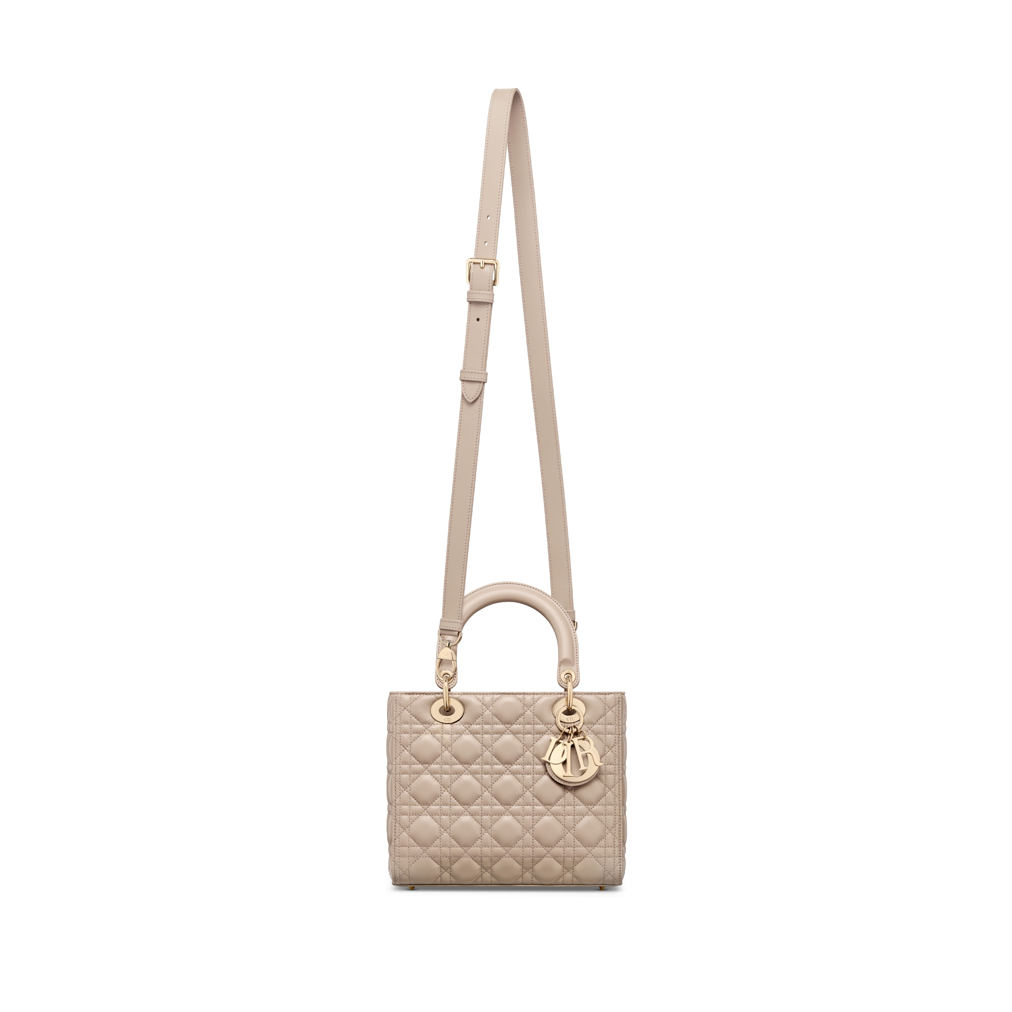 Medium Lady Dior Bag Desert Taupe Cannage Lambskin E07