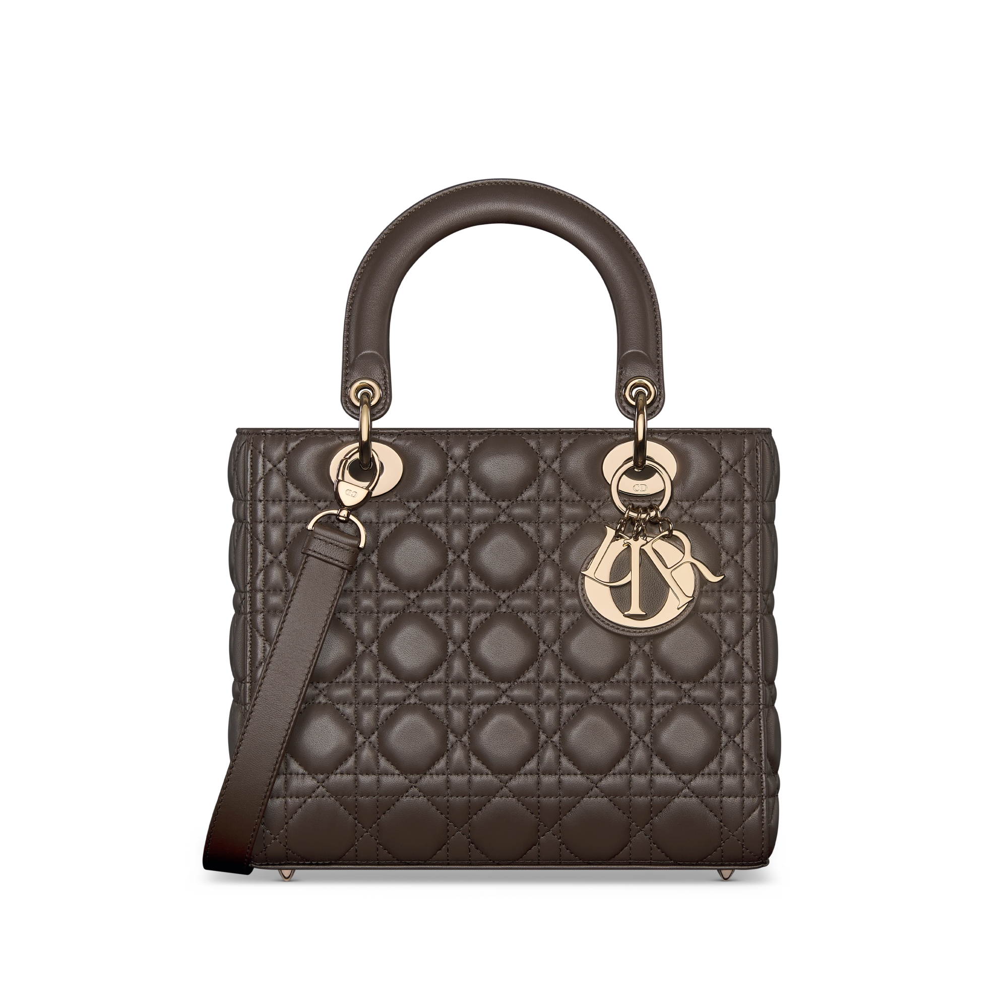 Medium Lady Dior Bag Dark Chocolate Brown Cannage Lambskin E01