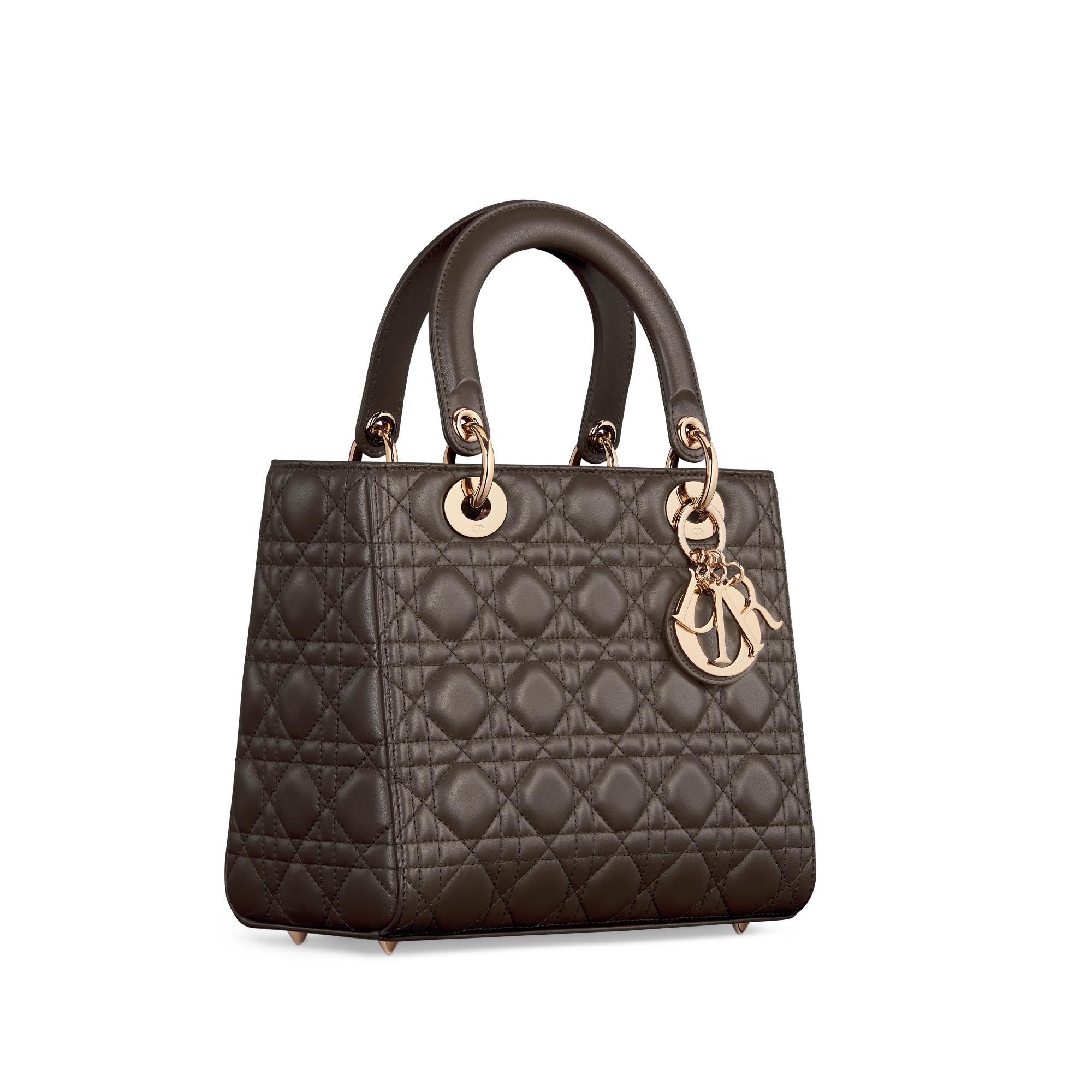 Medium Lady Dior Bag Dark Chocolate Brown Cannage Lambskin E03