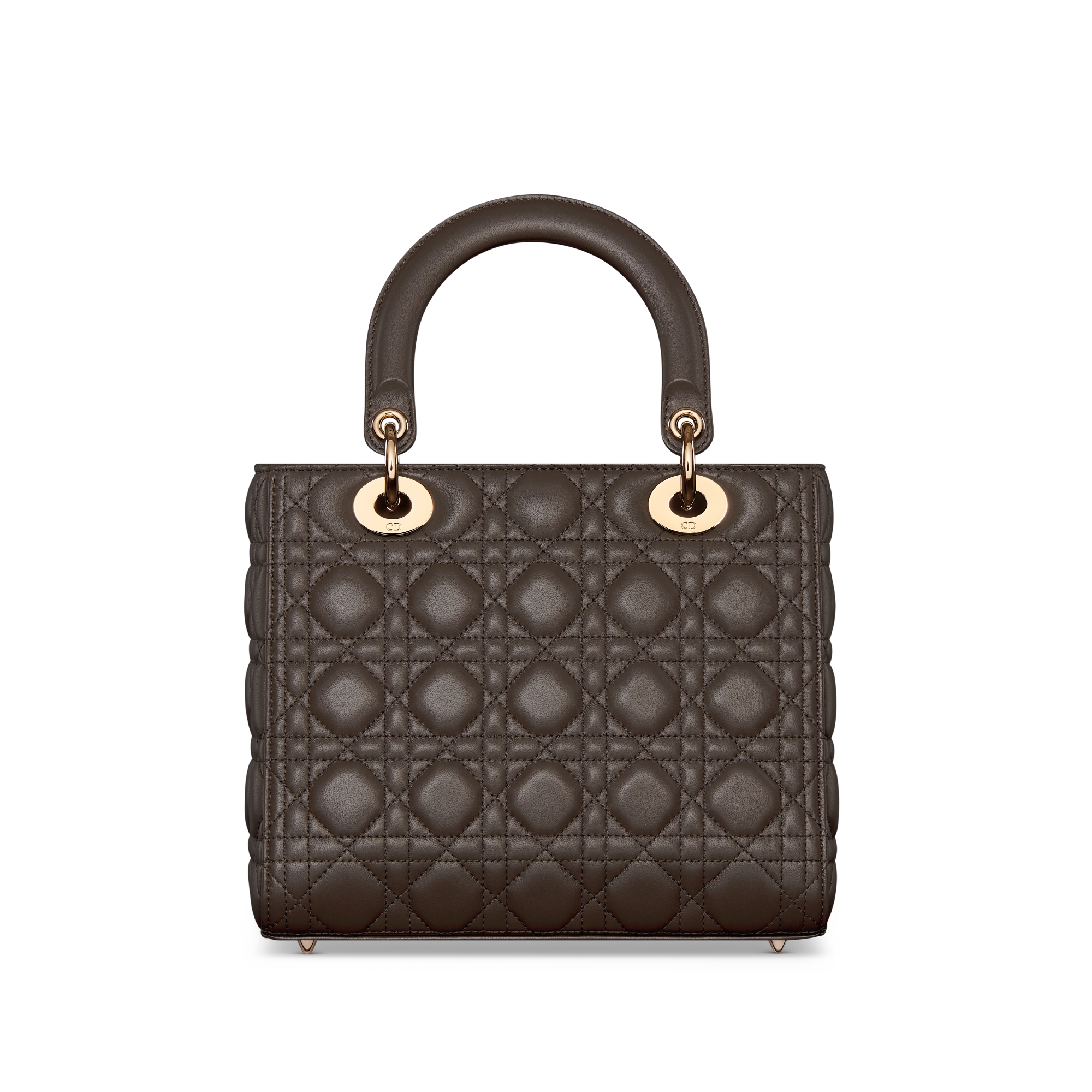 Medium Lady Dior Bag Dark Chocolate Brown Cannage Lambskin E08